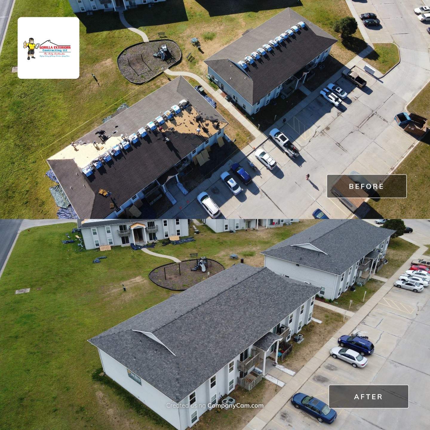 Multifamliy Complex ROOF REPLACEMNT with Ventilation Upgrades using Malarkey Vista Class III IR Shingles by Gorilla Exteriors Contracting, LLC