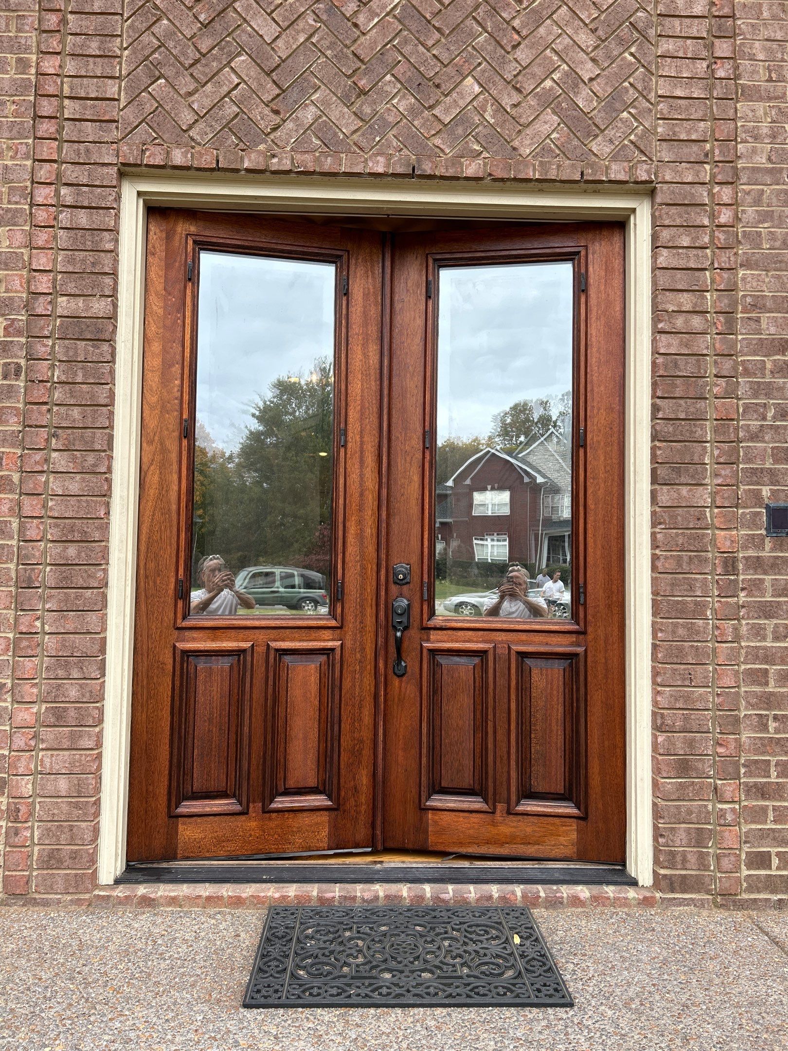 Front door refinishing  using Stain an Seal experts stain  by Nashville House Painters 