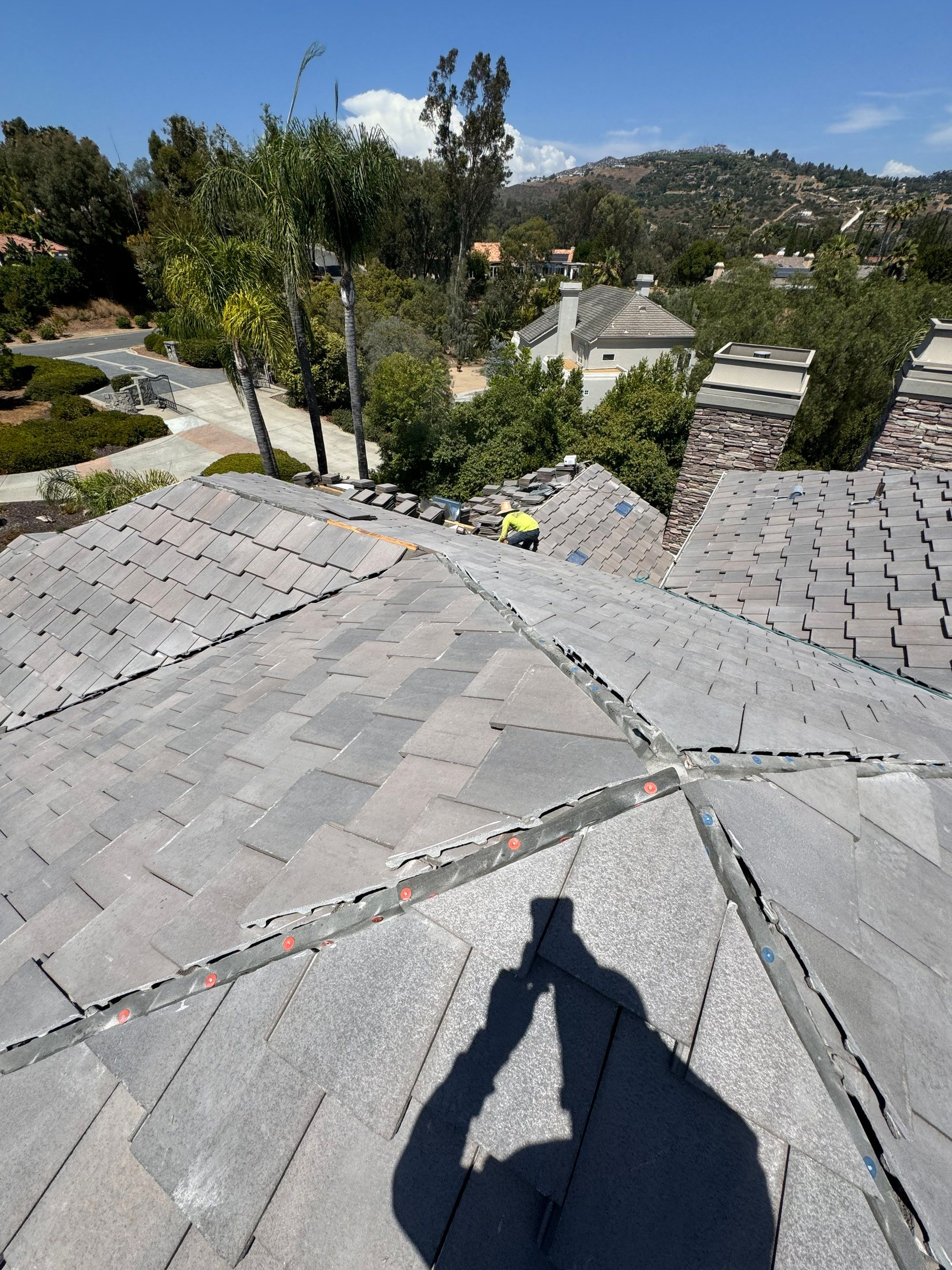 Full Roof Replacement Featuring Staggered Eagle Concrete Tiles in Poway by Reliable Roofing San Diego Inc.
