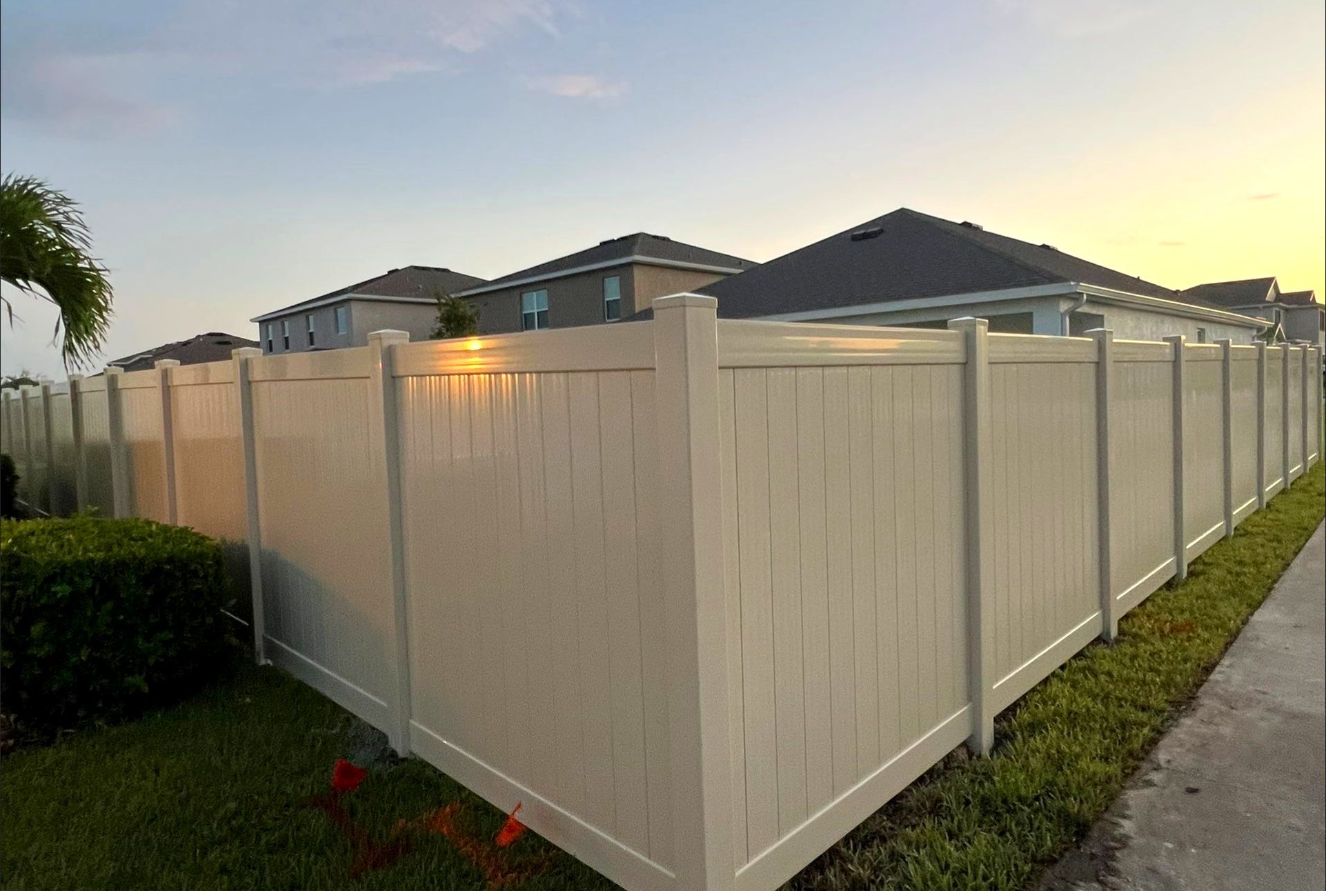 Vinyl Fence Installation using Tan Vinyl Privacy Fence by Asap fence and gates, LLC