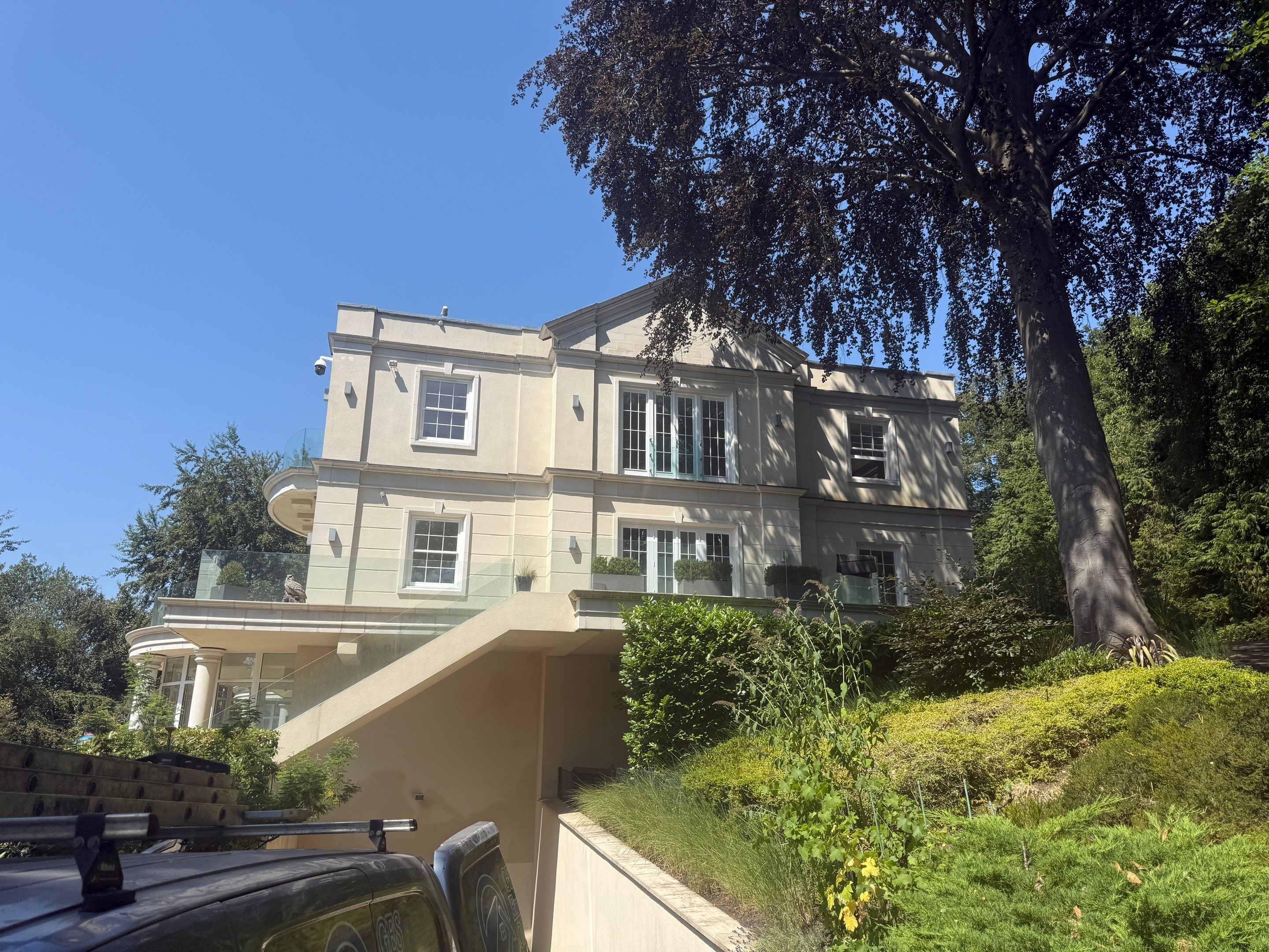 Full Exterior Cleaning of a Neoclassical Estate in Weybridge by Ges Exterior Cleaning ltd