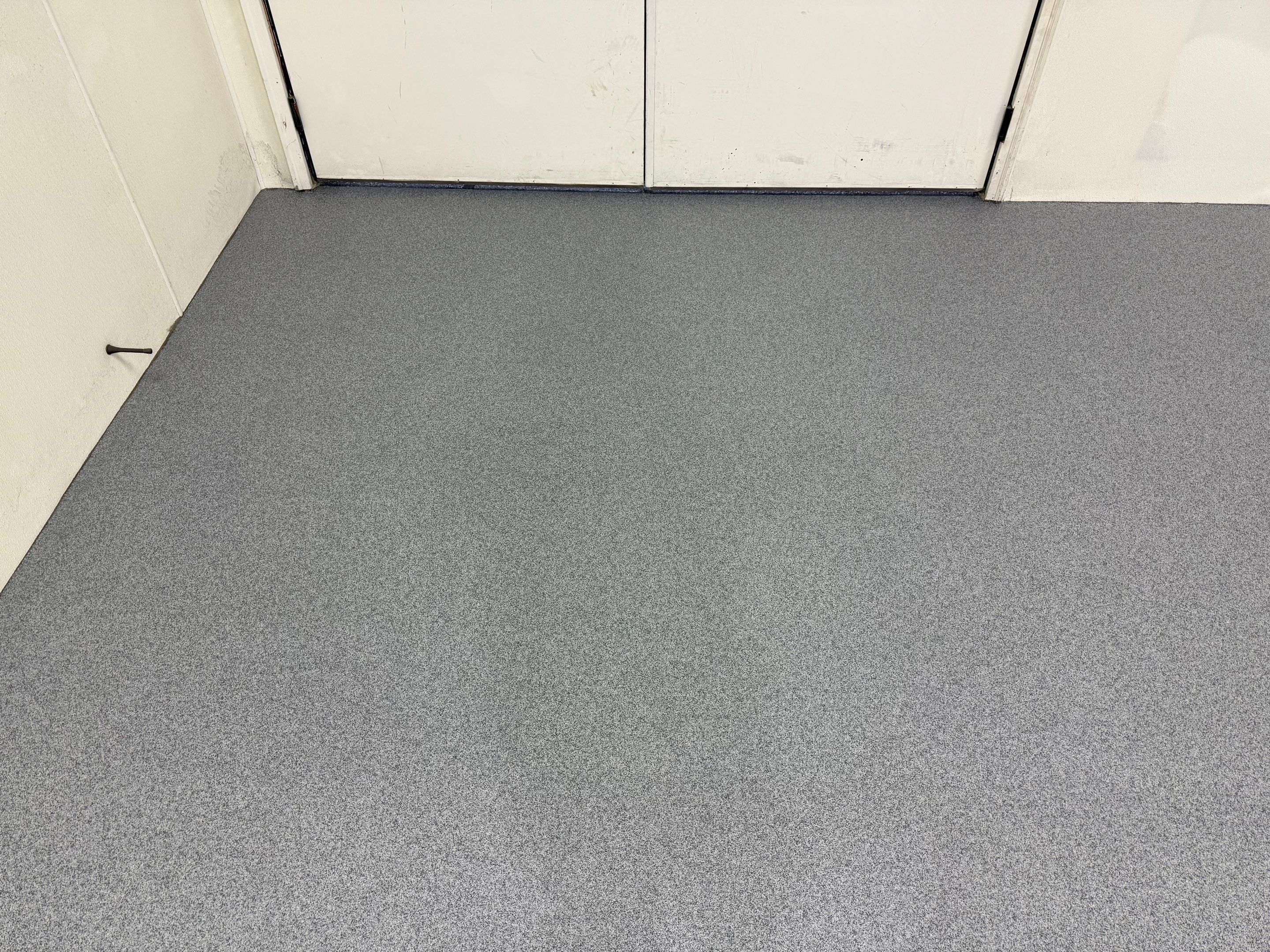 Commercial Grey Speckled Epoxy Floor Coating for Industrial Workshop by Select Painting, Coatings & Garage Cabinets