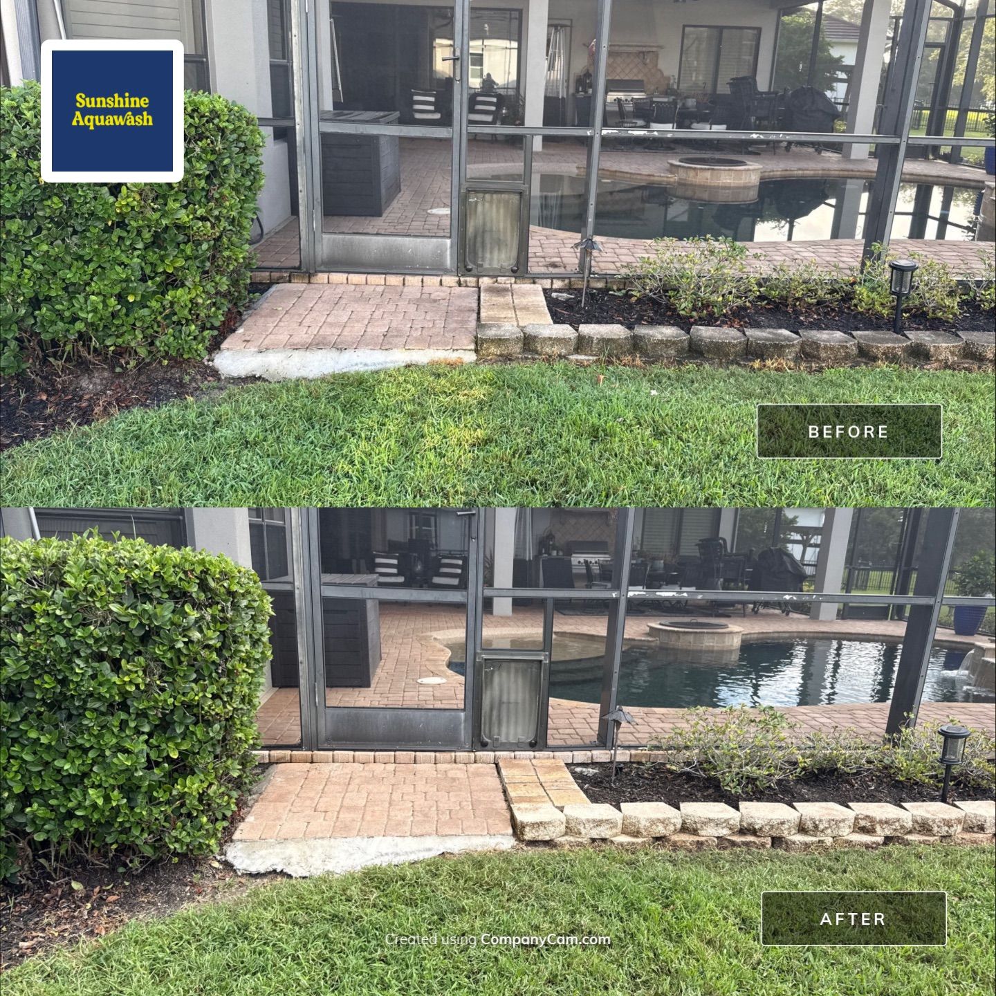 Tile Roof, Paver Pool Deck & Flowerbed Curbing Cleaning | Winding River Bradenton, FL Transformation by Sunshine AquaWash