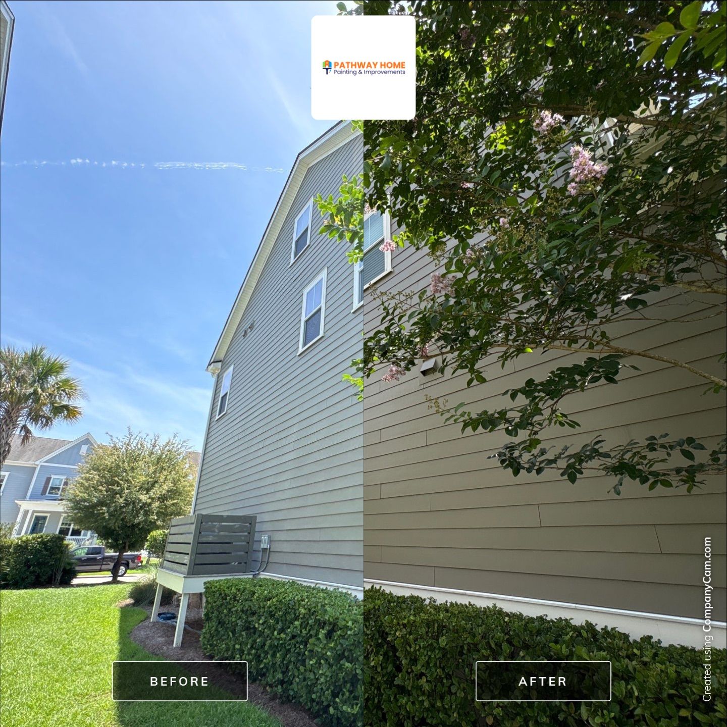 Full Exterior Painting for Two-Story Mt Pleasant Residence by Pathway Home Painting & Improvements