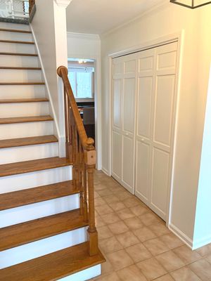 Painting Stained Wood Trim and Staircase. Walls too!