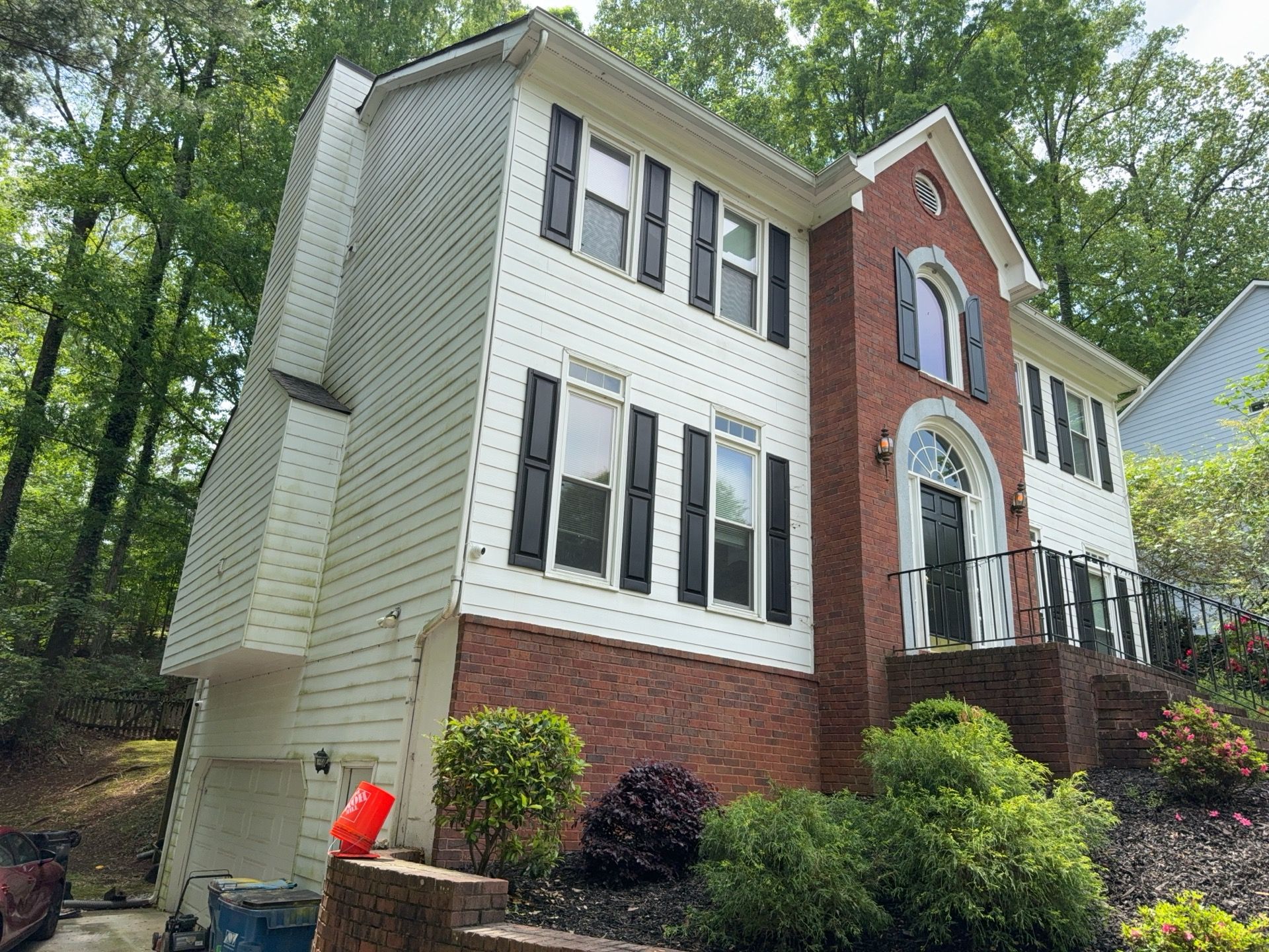 Front Porch Railing Replacement using Trex White Composite Railing by Nelson Exteriors