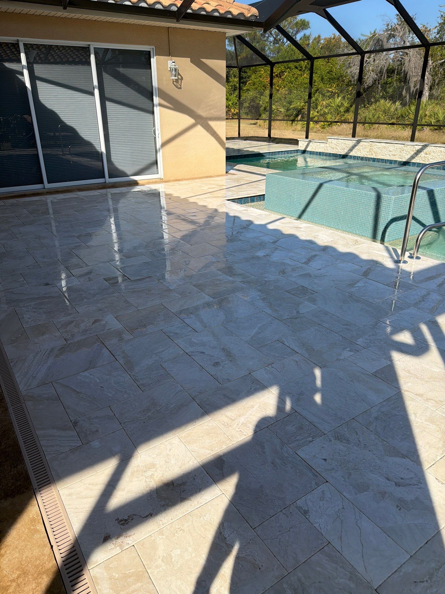 Travertine Paver Sealing Project in Sun City Center by Supreme Paver Experts