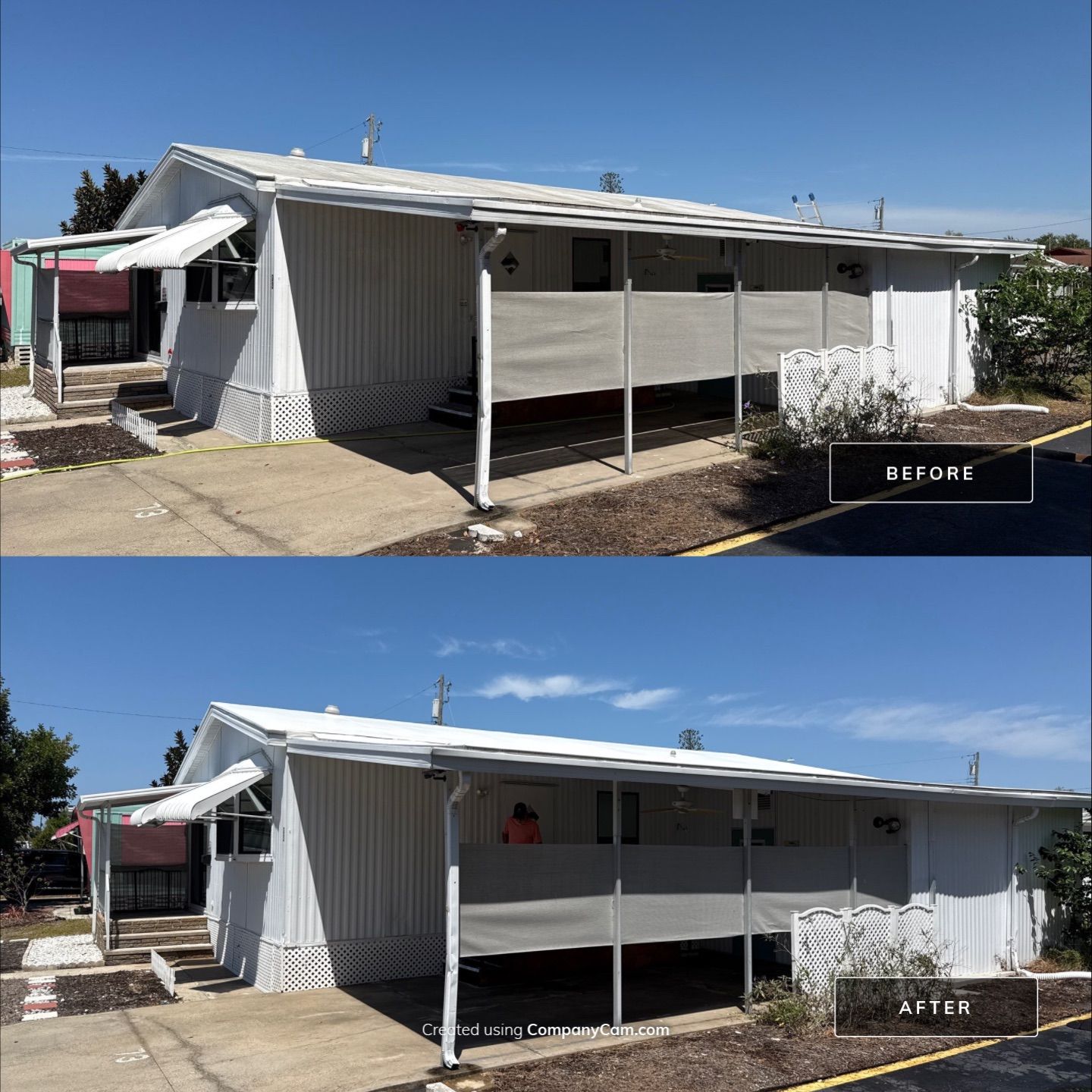 Mobile Home Soft Wash & TPO Roof Cleaning in Plaza Estates – Bradenton, FL by Sunshine AquaWash