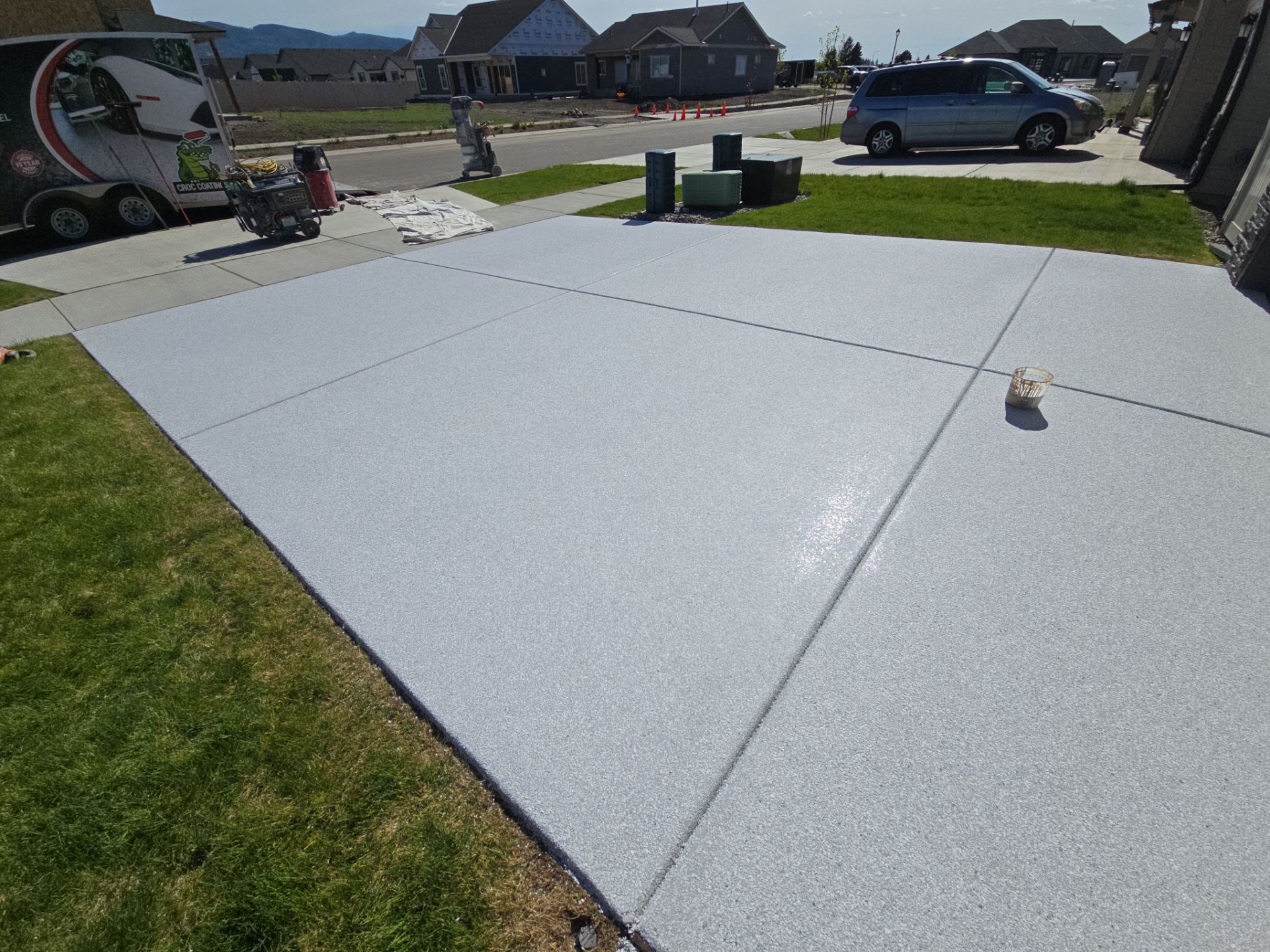 Driveway, garage, walkway Transformation using Ash Hybrid by Croc Coatings, LLC