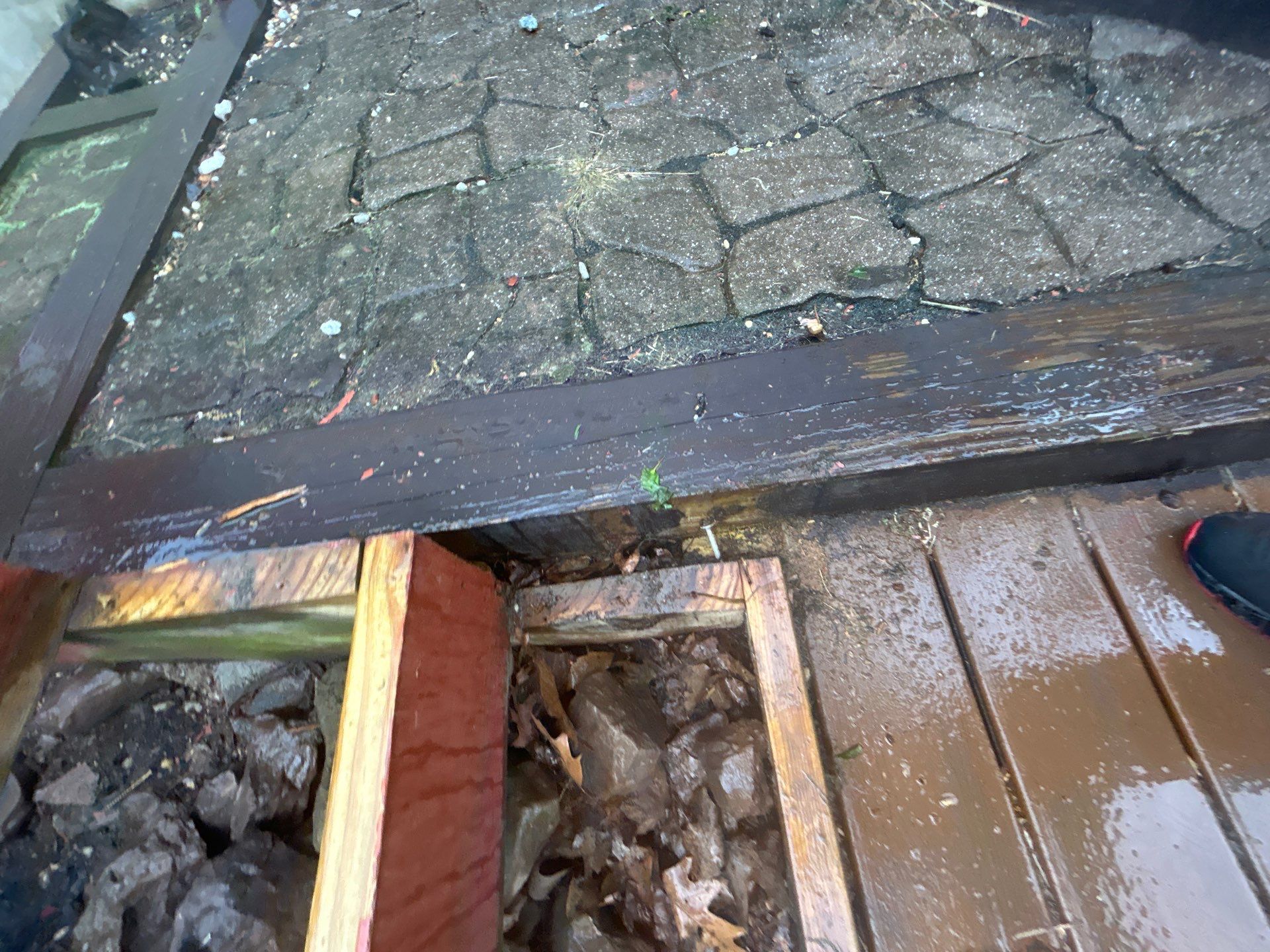 Elevated Composite Deck Replacement with White Railing in Tannersville by Herts Roofing & Construction