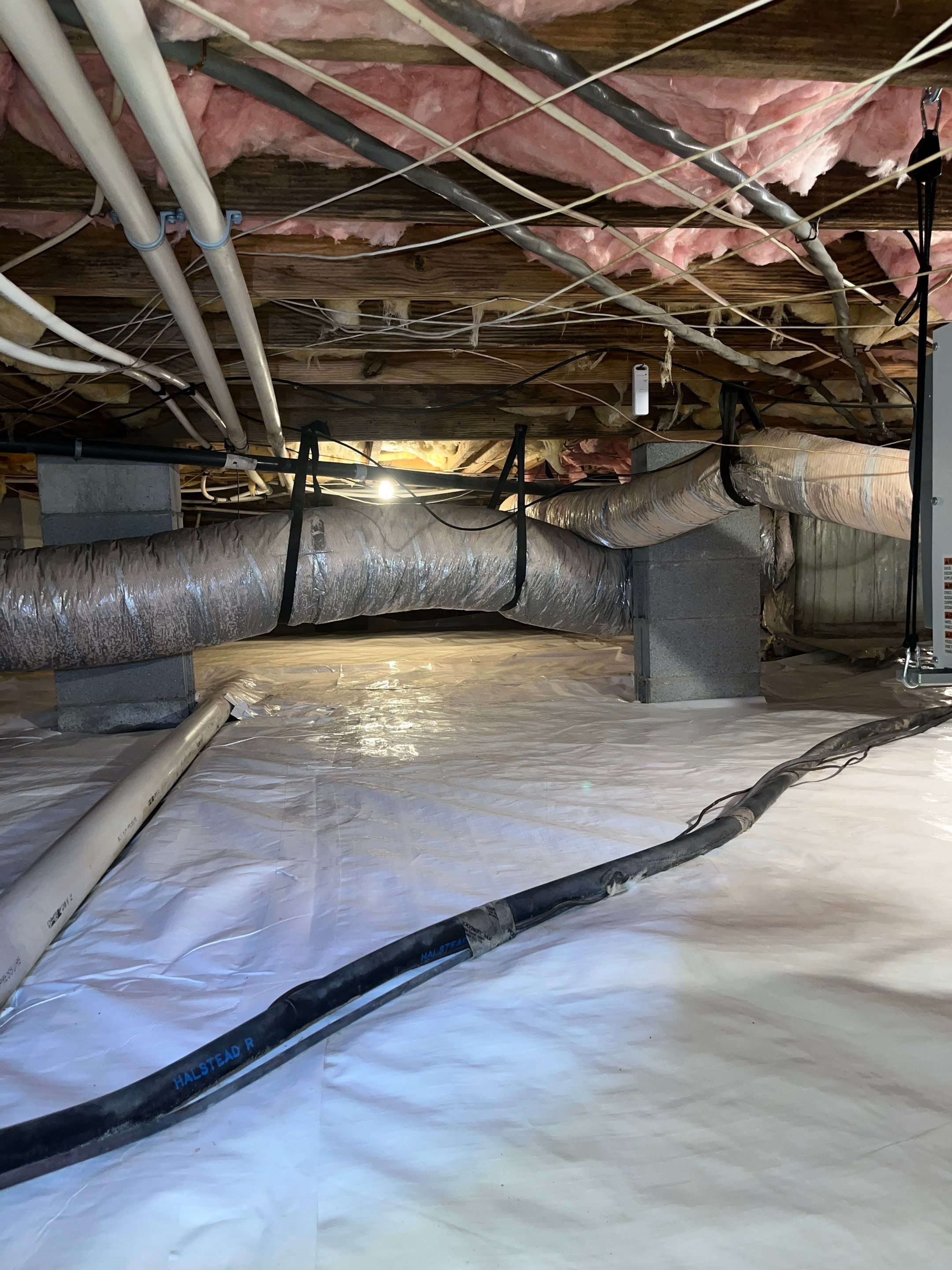 Dehumidifier and Moisture Barrier install with Structural repairs. by Impact Crawlspace
