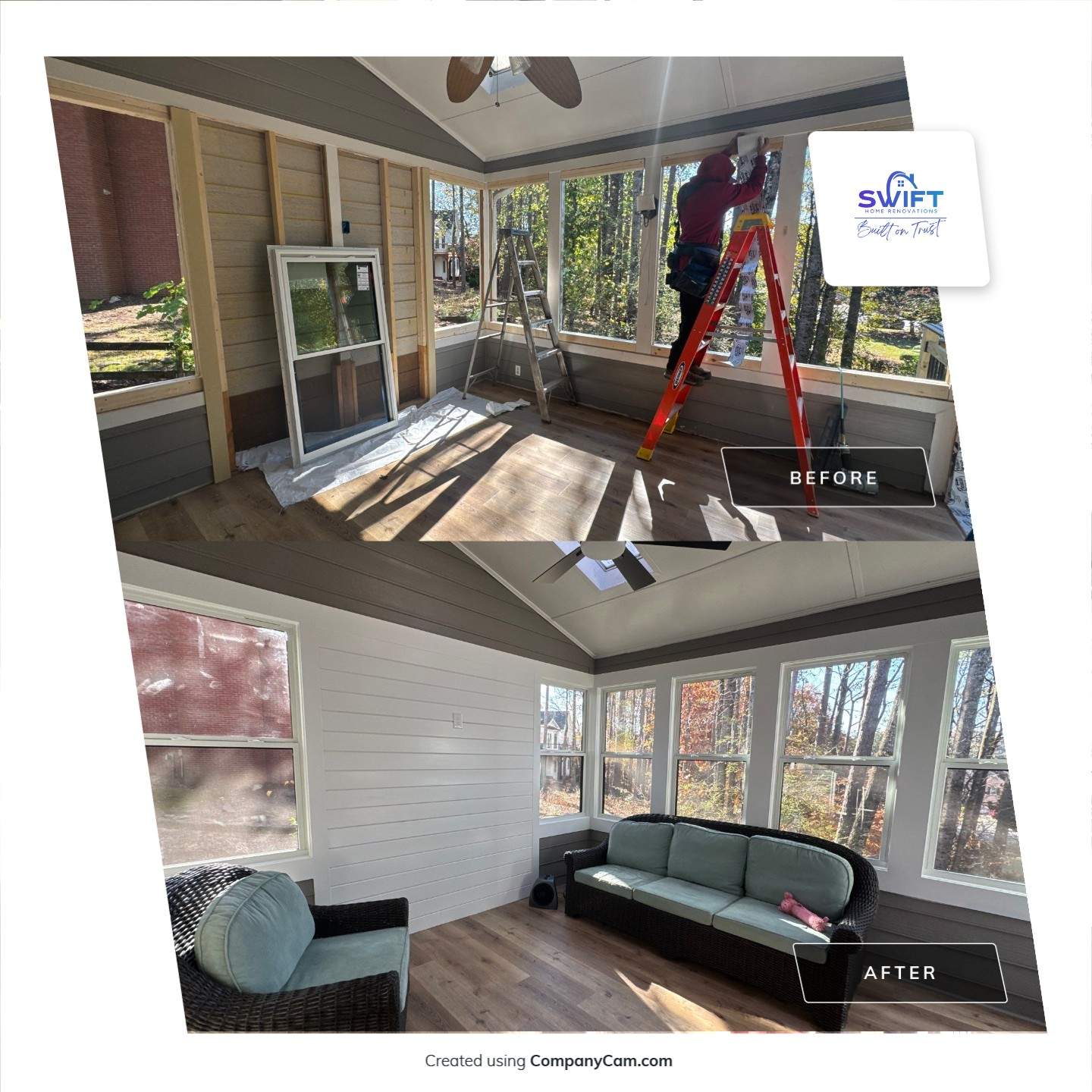Custom Multi-Level Composite Deck and Sunroom Addition in Suwanee by Swift Home Renovations 