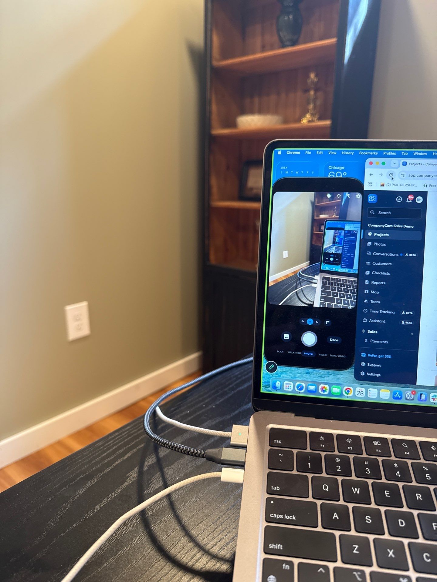 Lincoln Home Office Renovation With Sage Green Walls and Laminate Floors by CompanyCam Sales Demo