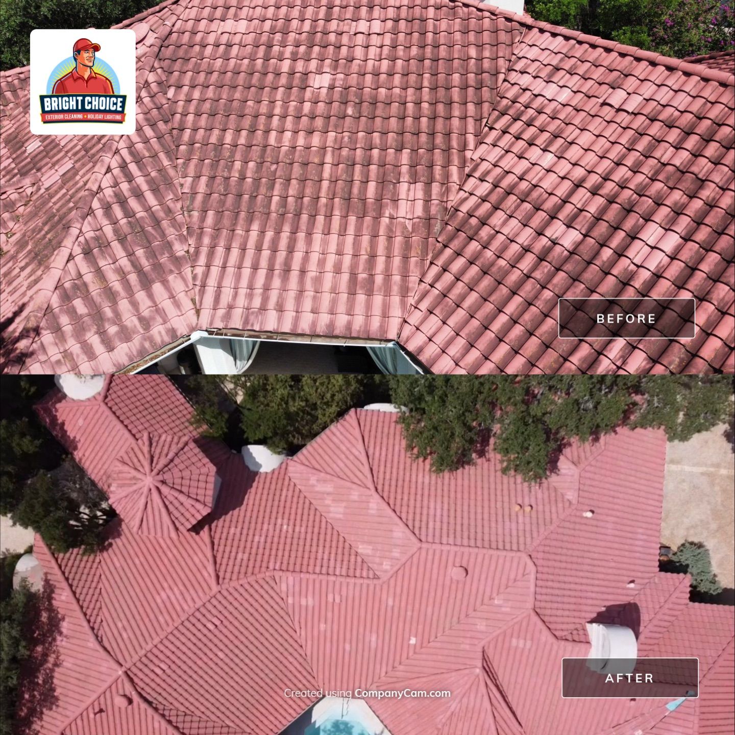 Tile Roof Wash Project in San Antonio by Bright Choice