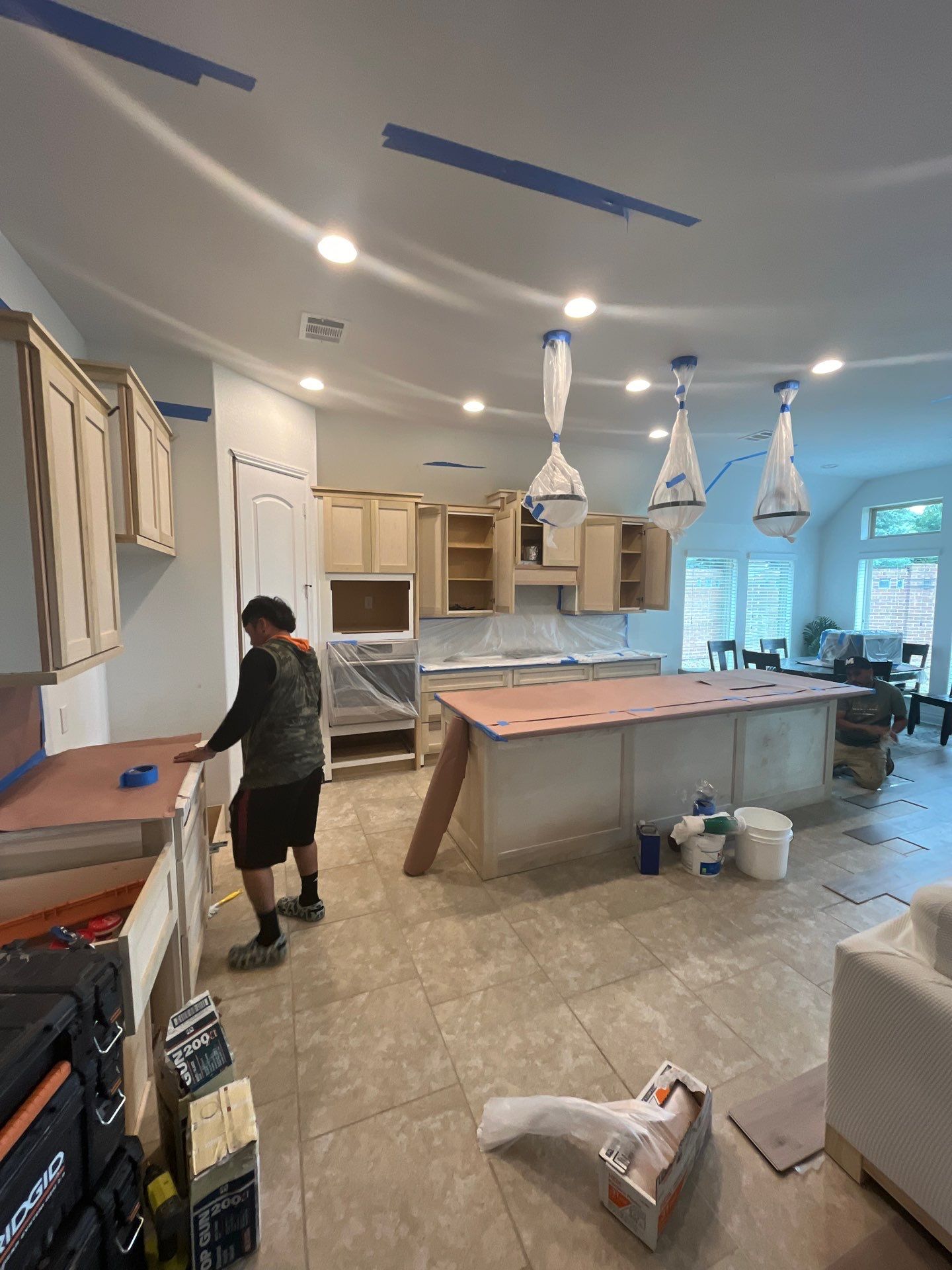 Kitchen Remodel using Water mitigation equipment by L&T General Contractors and Restoration INC