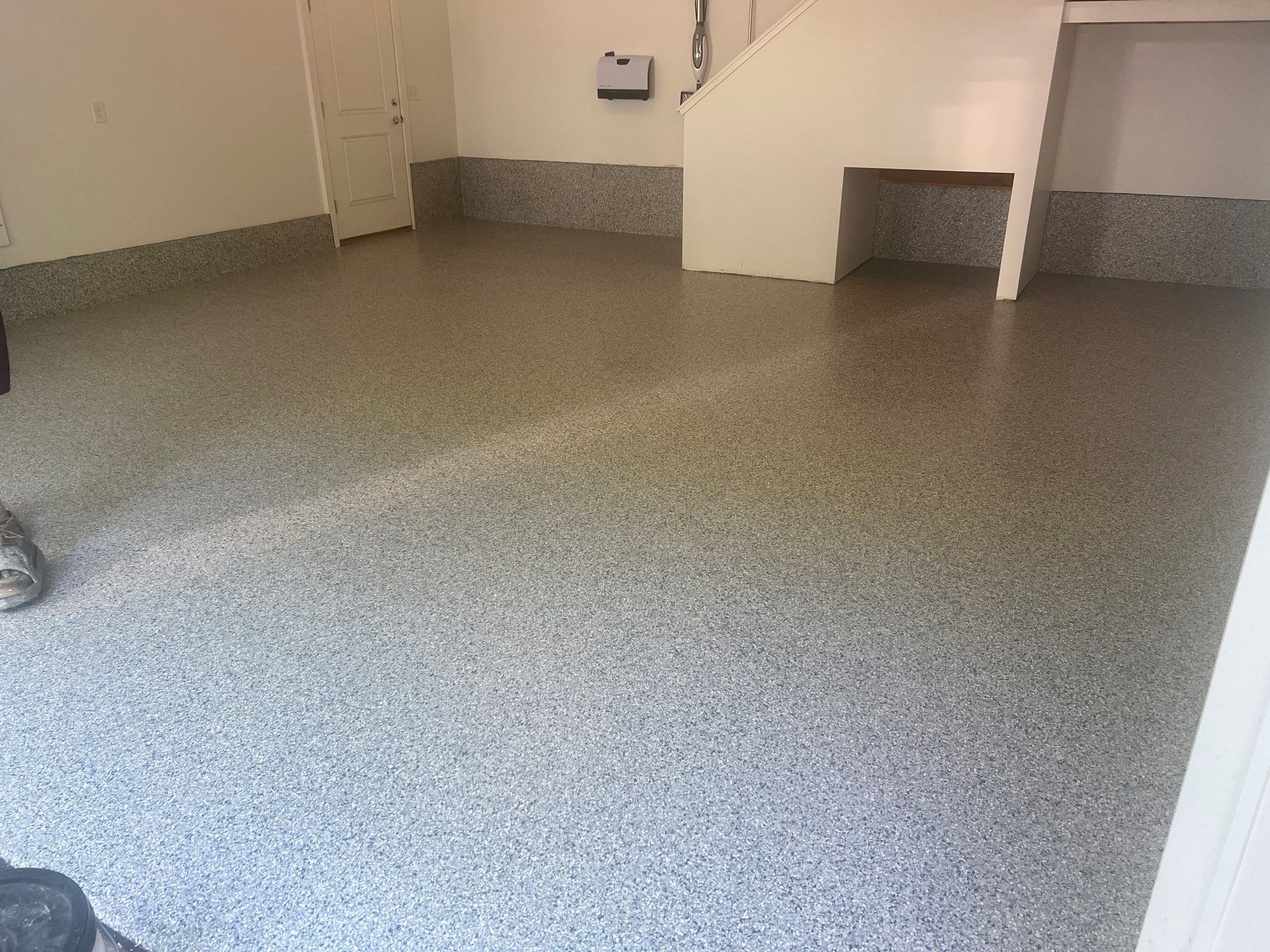 Garage Transformation in West Michigan | Full Interior Repaint & Epoxy Flake Floor in Tidal Wave Blend by Gordon Painting