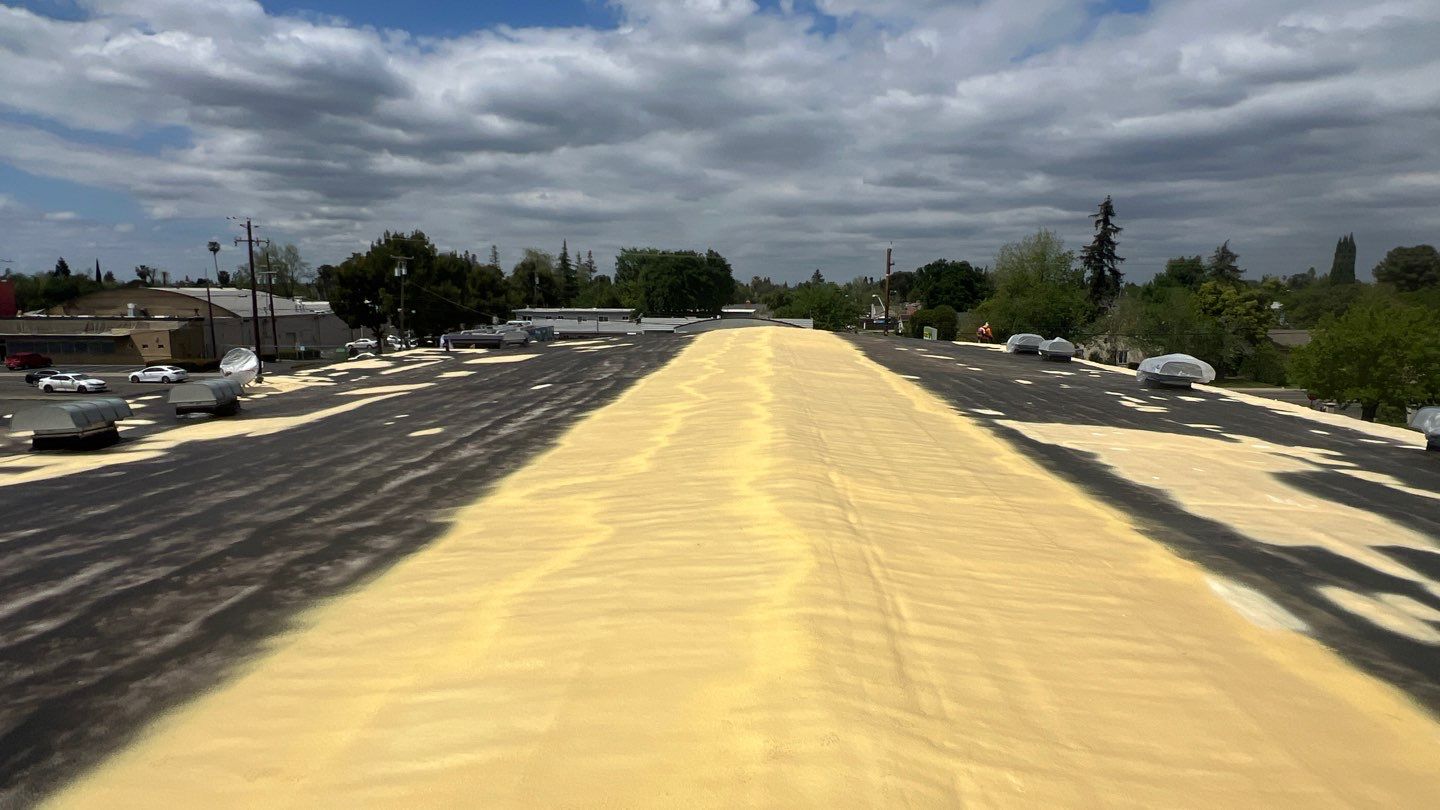 Foam Refurbish using Conklin Benchmark/PUMA XL coatings and spray foam by Straight Edge Roofing Inc