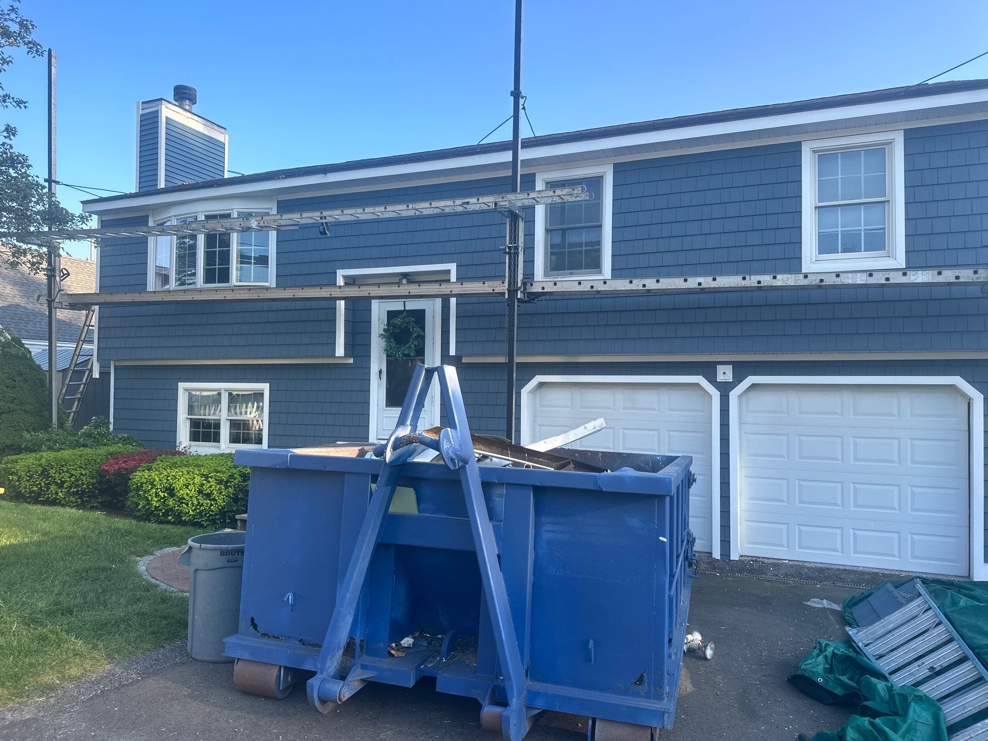 Siding Installation using Certainteed Cedar Impressions Straight Edge Perfection Shingles - D7 - Pacific Blue by A Plus Exterior
