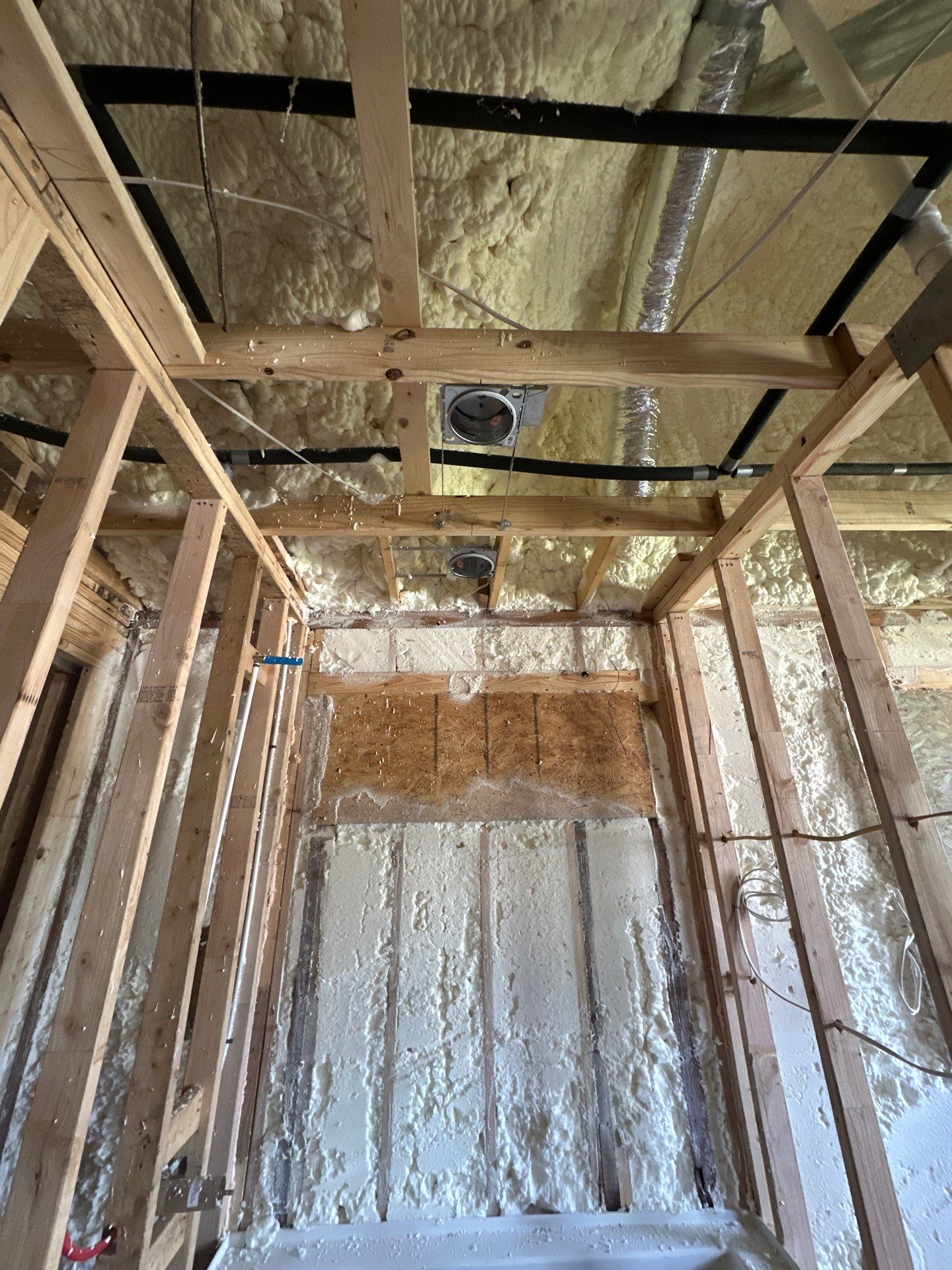 Full encapsulation with open cell spray foam on this custom home in Dallas by Apex Insulation Solutions