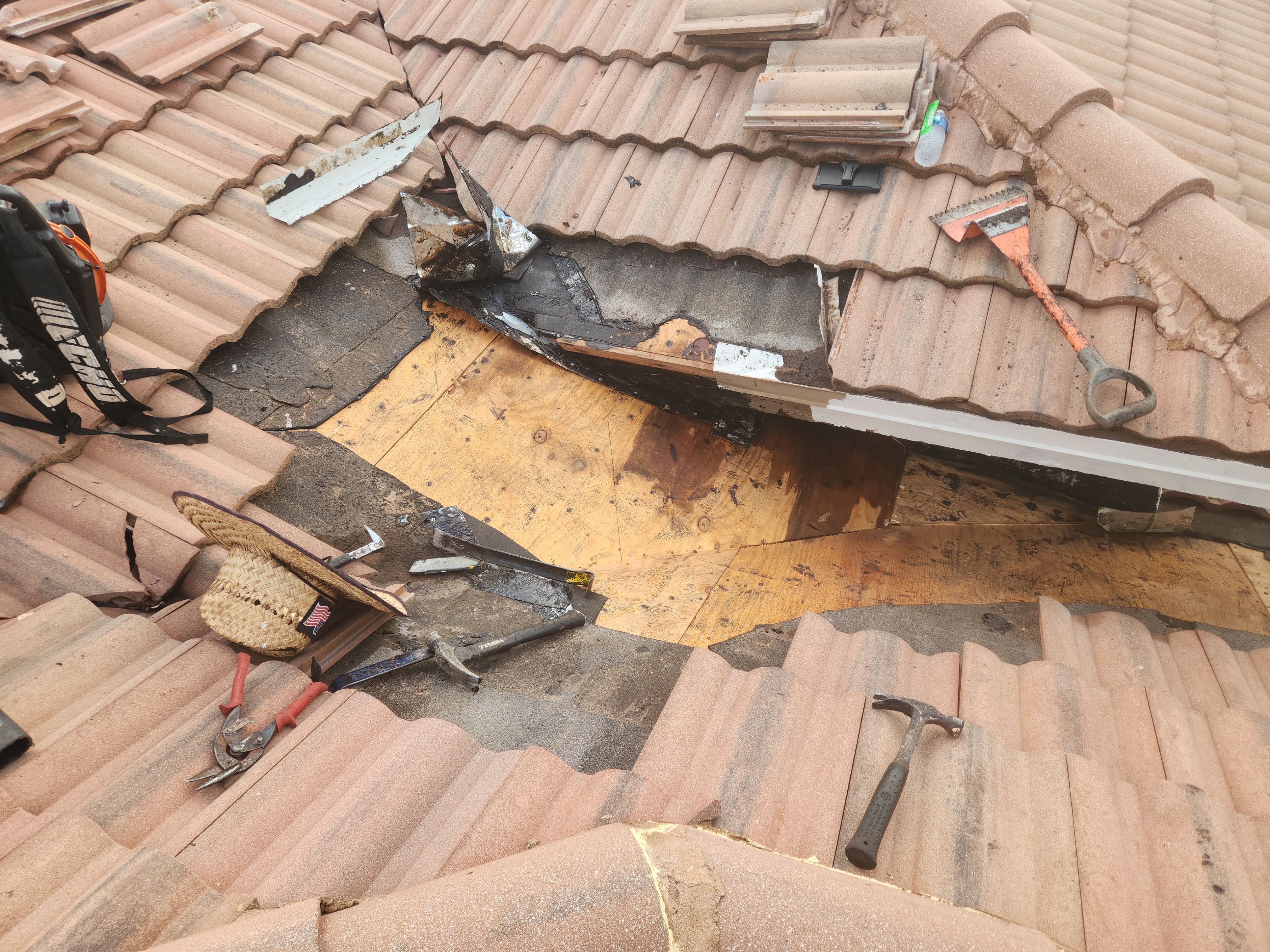 Tile Roof Leak Repair and Plywood Decking Replacement in Boynton Beach by Aastro Roofing