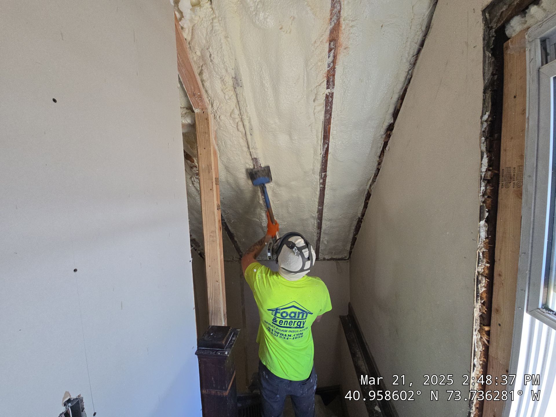 Attic Insulation using open cell spray foam by NYS Foam & Energy