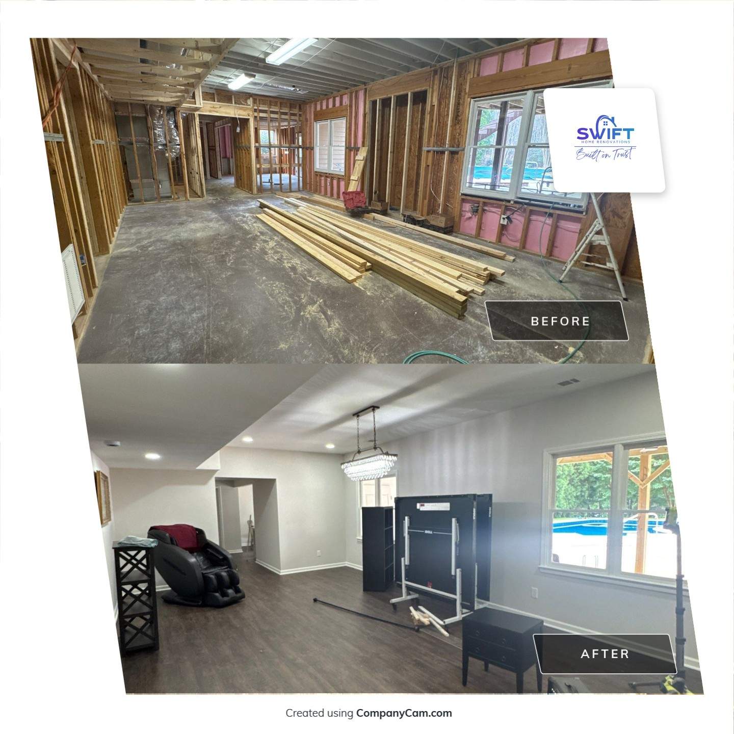 Full Basement Remodel in Powder Springs Featuring Custom Kitchenette by Swift Home Renovations