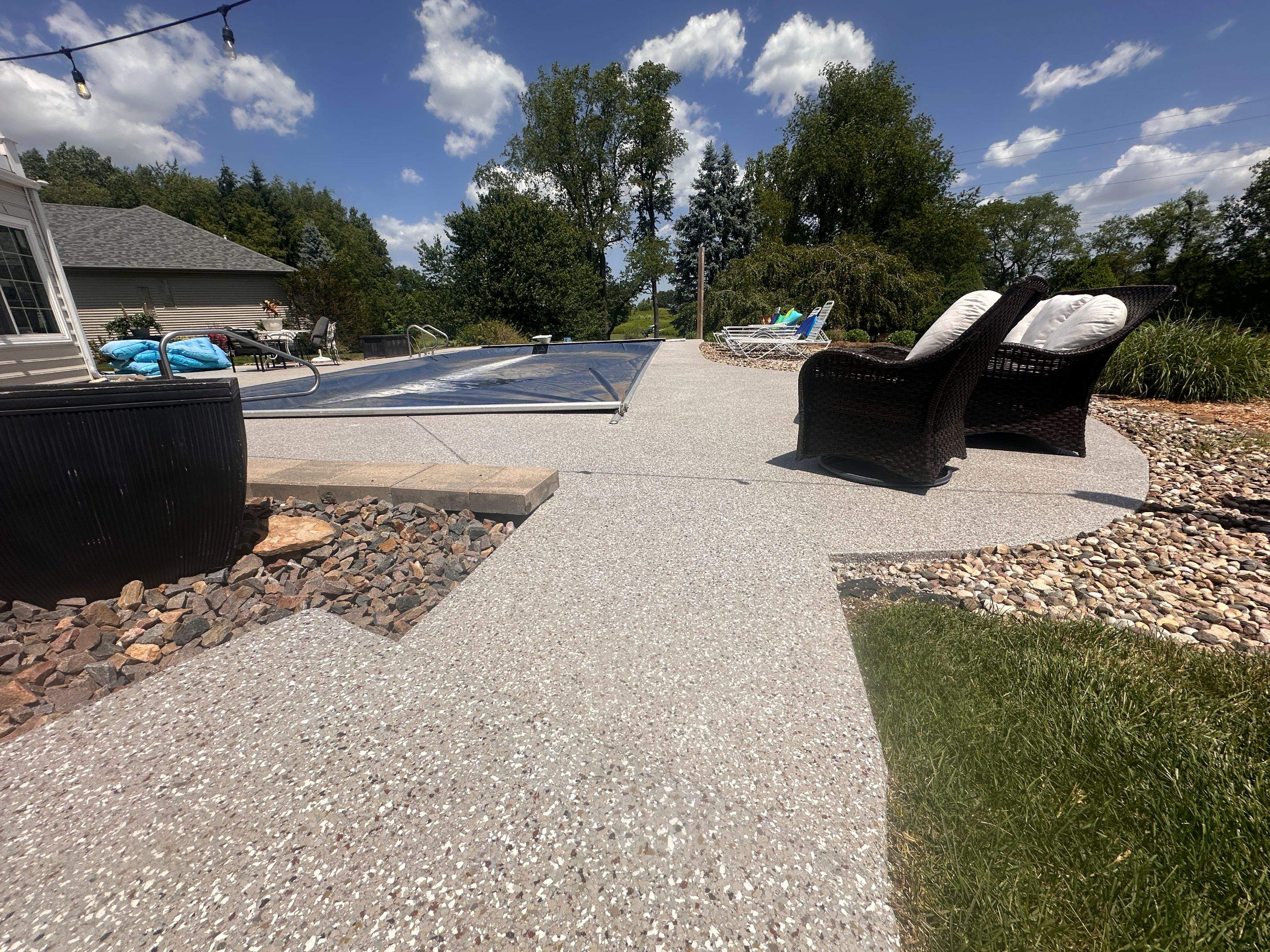 Creekbed Pool Deck Coating by Level 10 Coatings