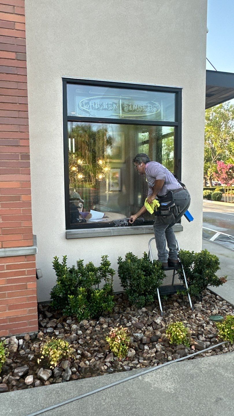 Restaurant wash to get rid of cobwebs by Property Cleaning Experts, LLC