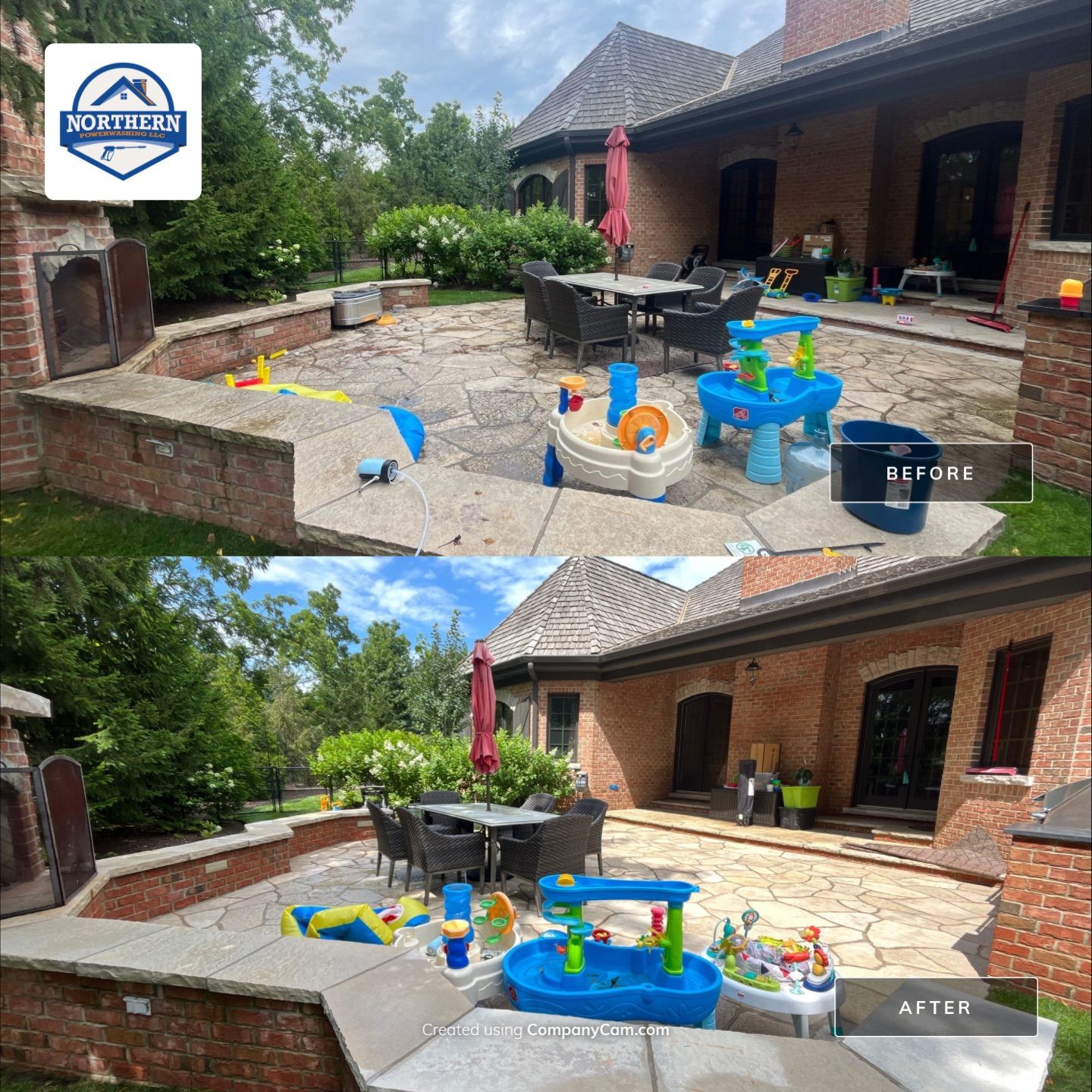 natural stone using Algaecide, soft wash soap by Northern Power Washing LLC.