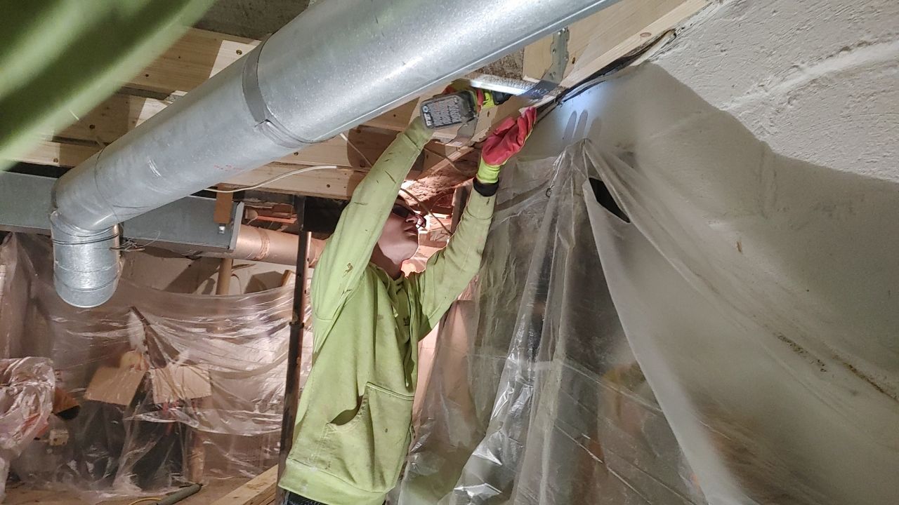 Structural Wood Reinforcement using Structural Wood and Steel Reinforcements (Main Floor Joist) by Toledo Basement Repair