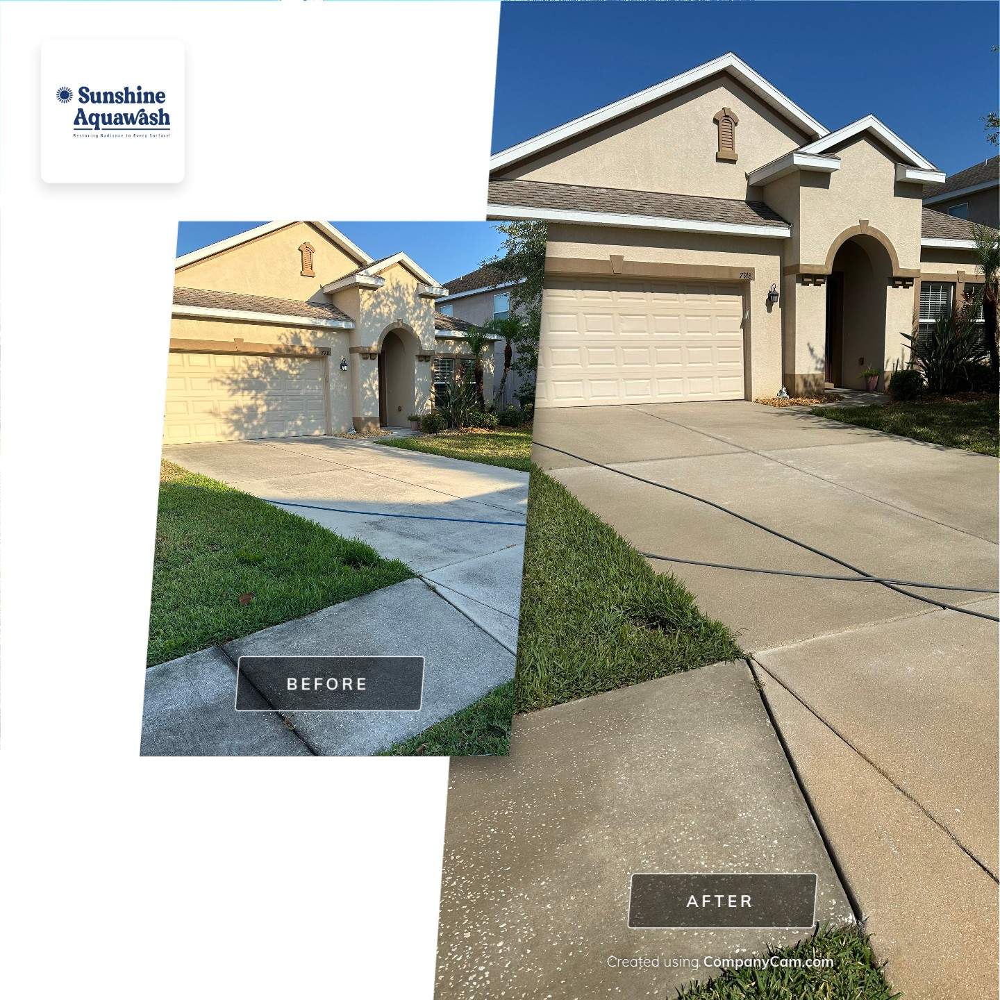 Asphalt Shingle Roof Soft Wash Cleaning & Concrete Pressure Washing in CopperStone Community, Parrish, FL by Sunshine AquaWash