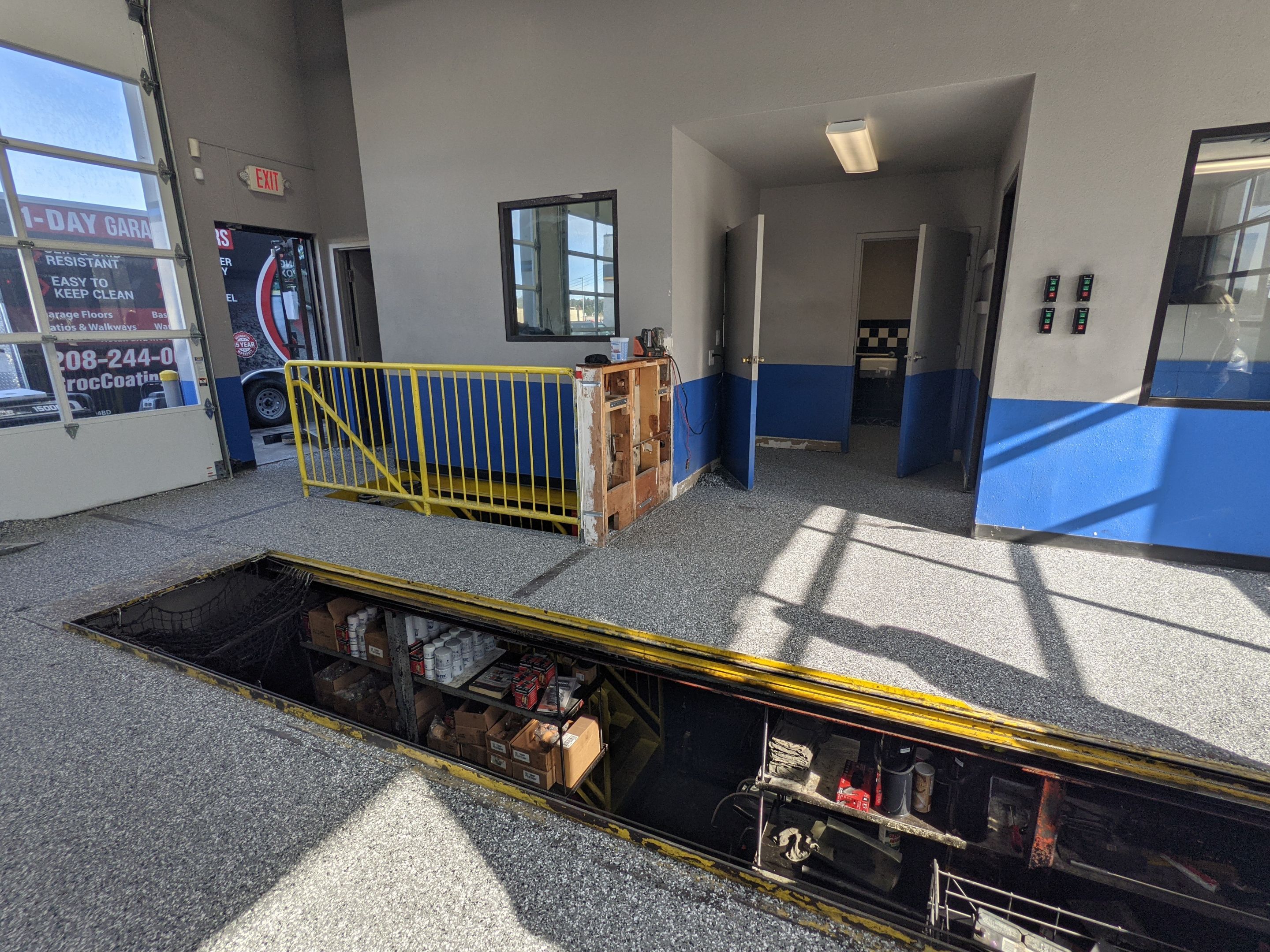 Commercial Floor Transformation using Slate Stone by Croc Coatings, LLC