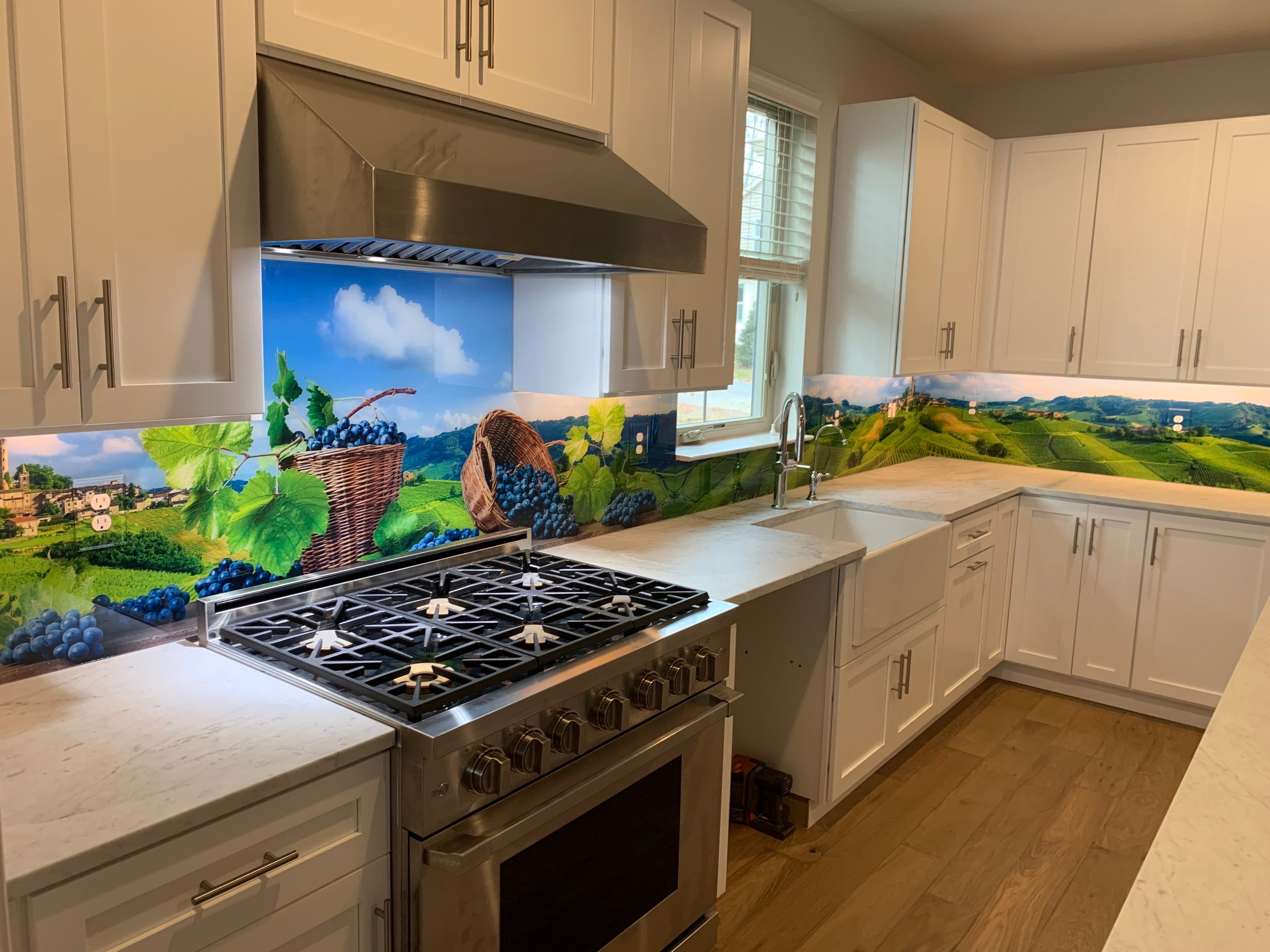Kitchen Remodel using Italian Vinyard IMAGIO Solid Glass Backsplash by IMAGIO