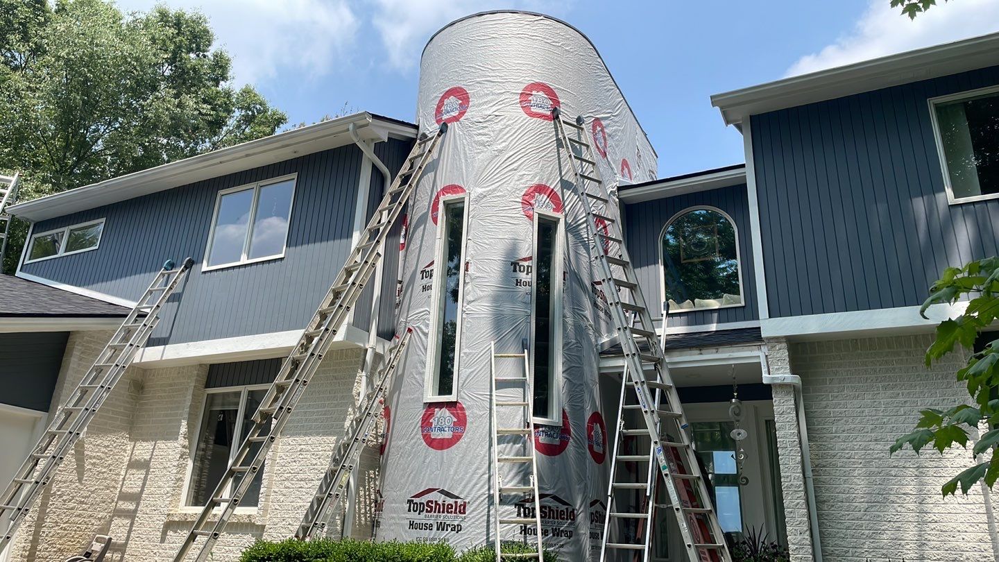 Siding Replacement using CertainTeed Board & Batten Pacific Blue by 180 Contractors