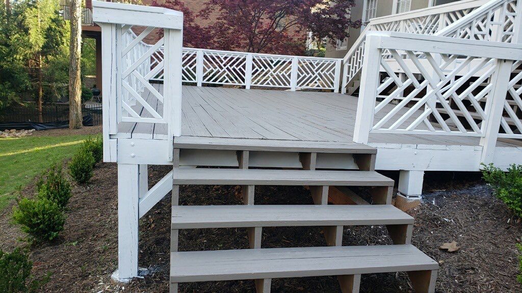 Exterior Deck Refinishing and Lattice Railing Painting in Alpharetta by Swift Home Renovations