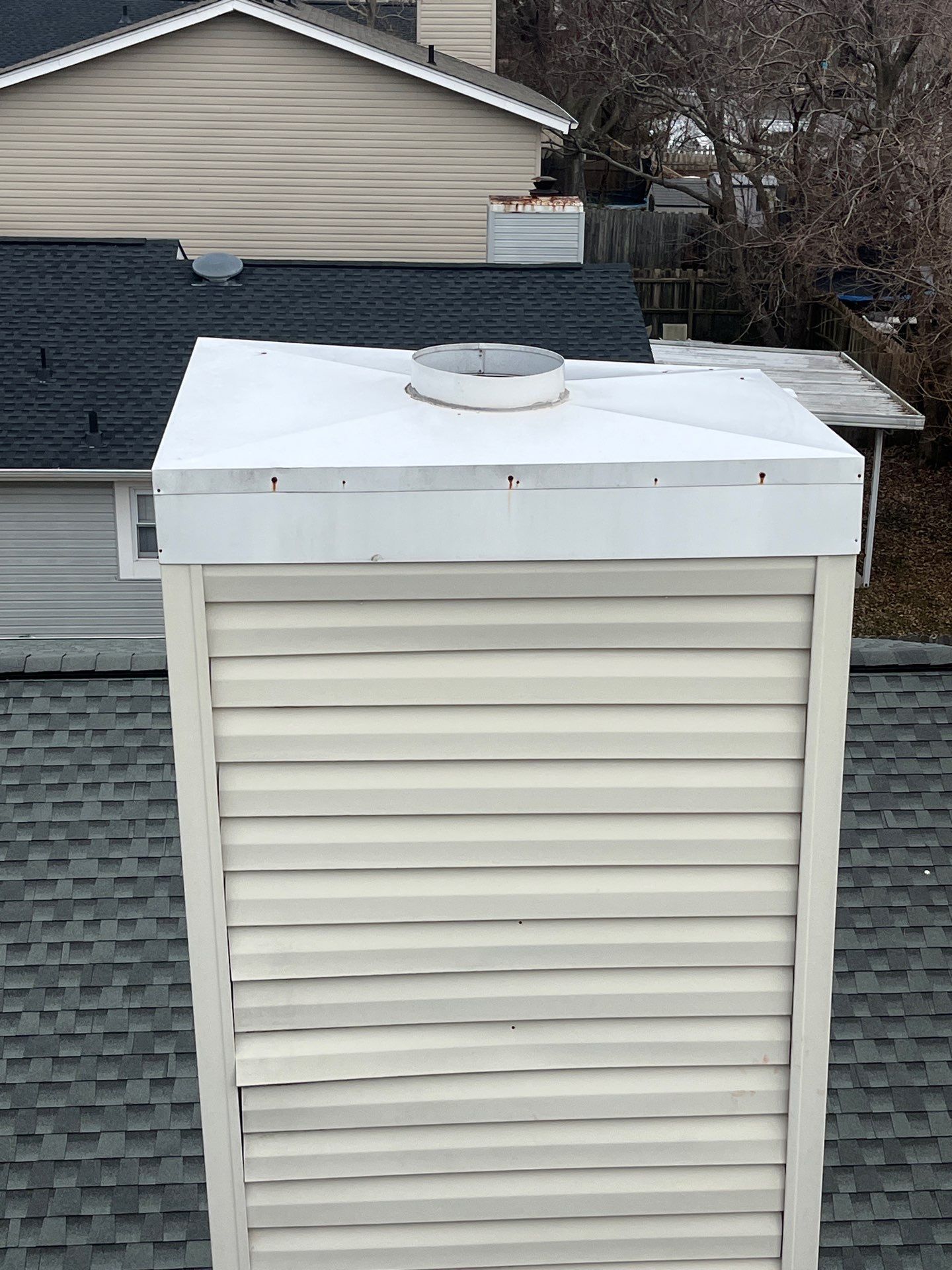 Chase Cover Replacement - Special Rooftop Work Platform  by Premier Chimney and Roofing