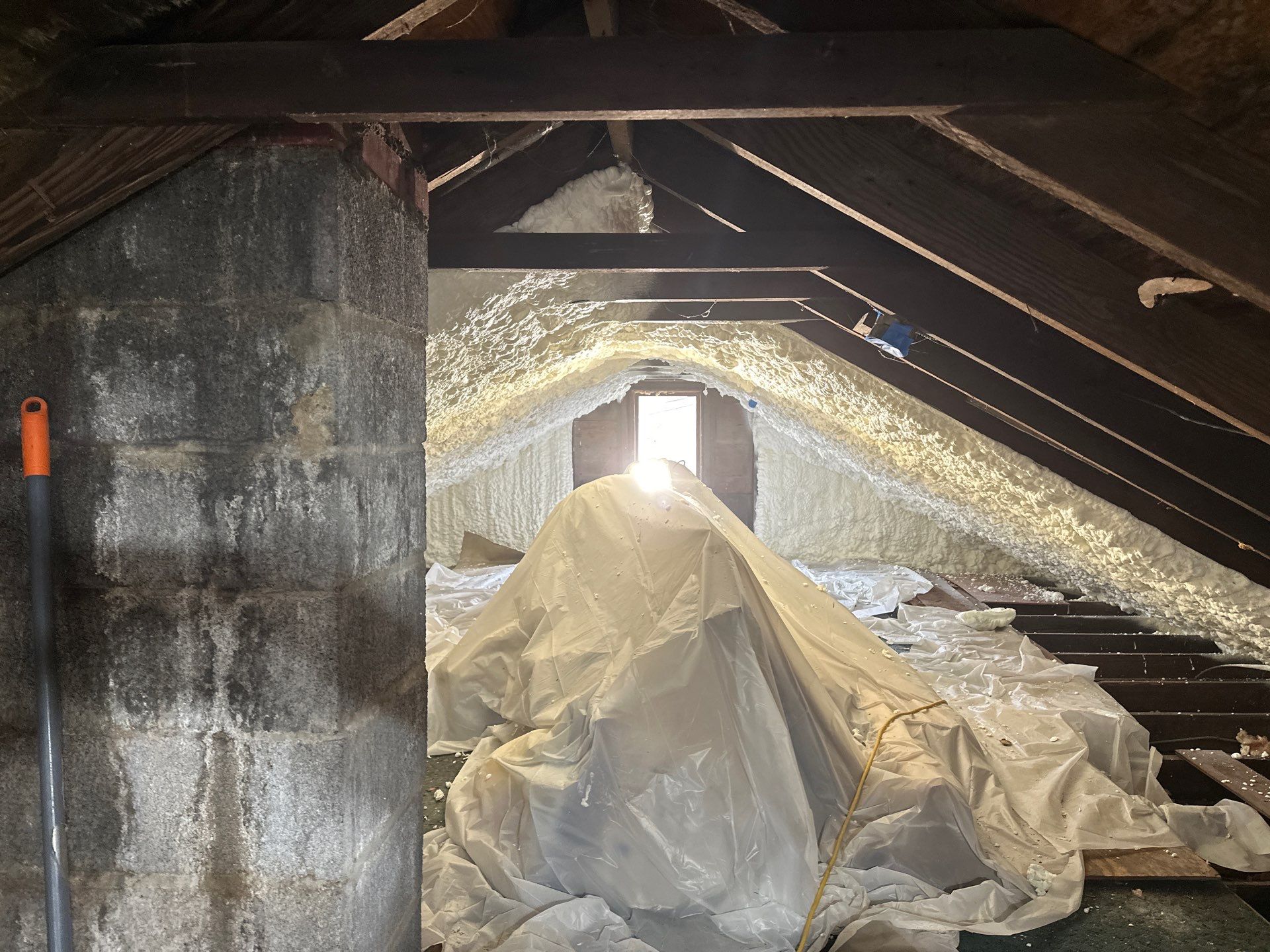 Attic Insulation using open cell spray foam by NYS Foam & Energy