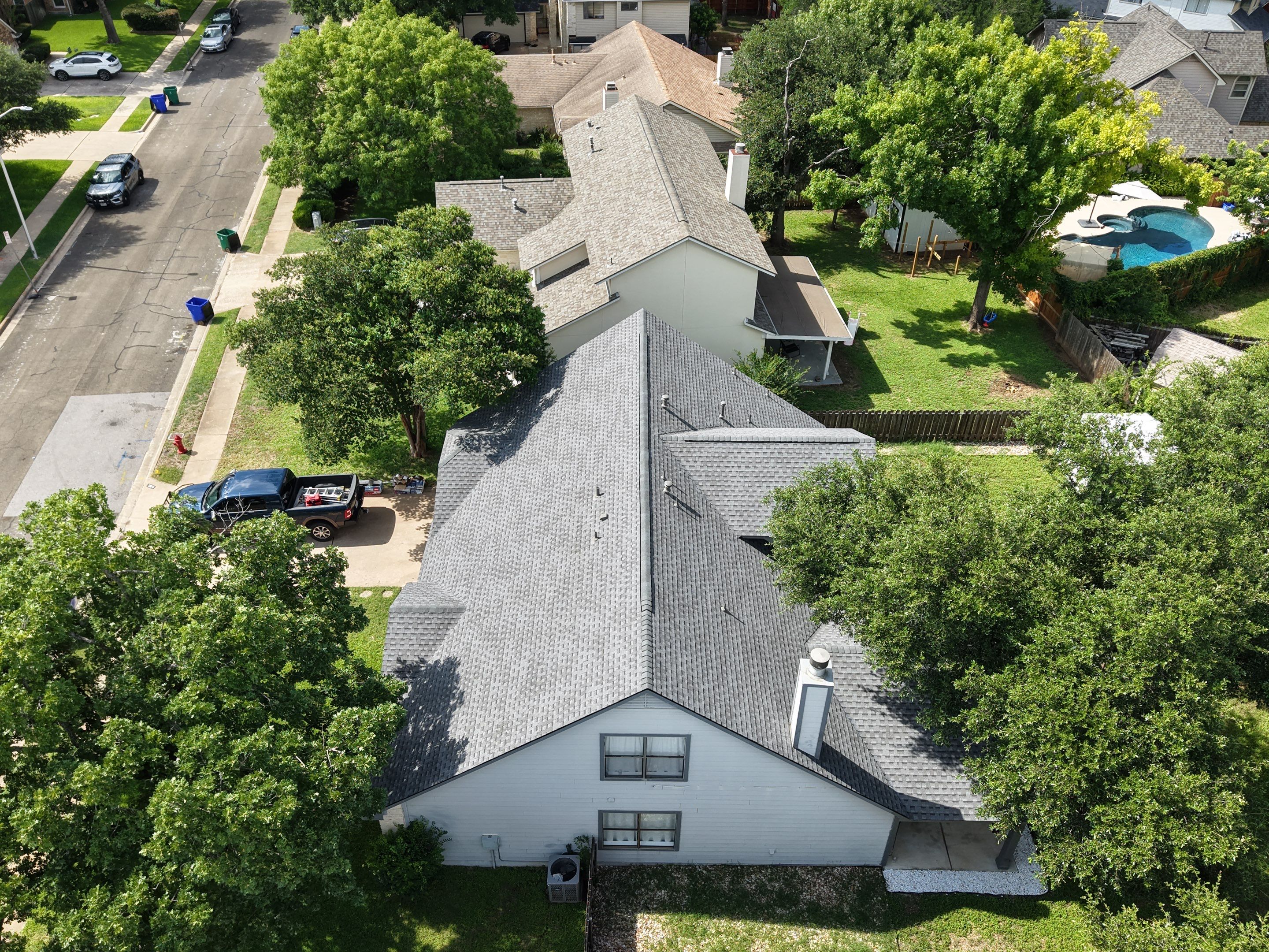 Real Estate Listing: Roof Replacement using GAF - HDZ - Pewter Gray by Action Exteriors Austin