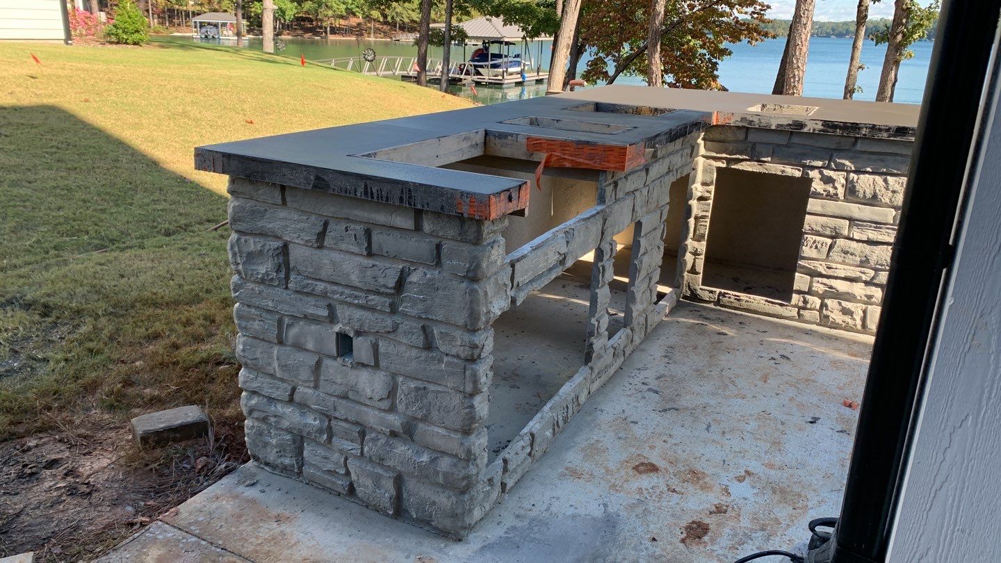 Outdoor Kitchen on Lake Keowee by Xtreme Concrete Services
