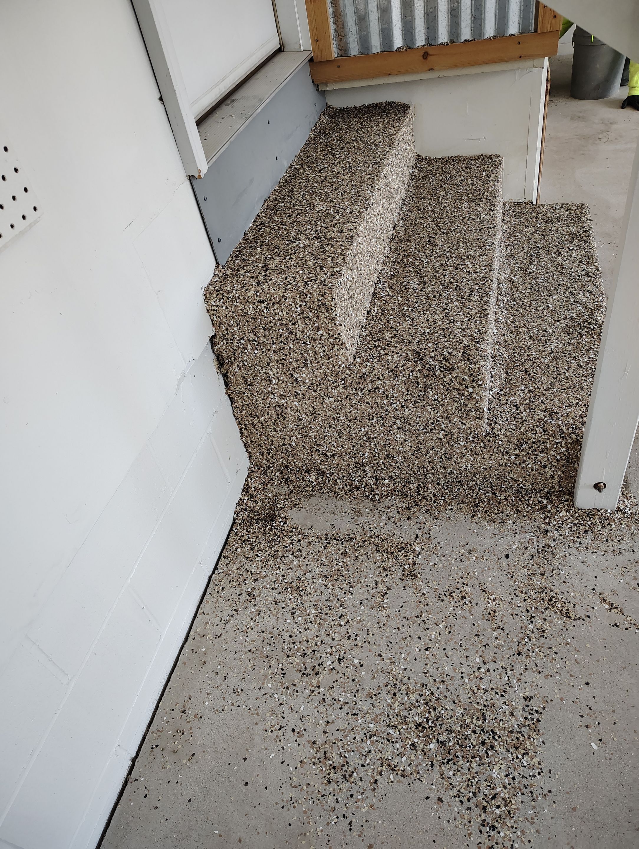 Multi-Colored Flake Epoxy Garage Floor Coating and Crack Repair by Select Painting, Coatings & Garage Cabinets