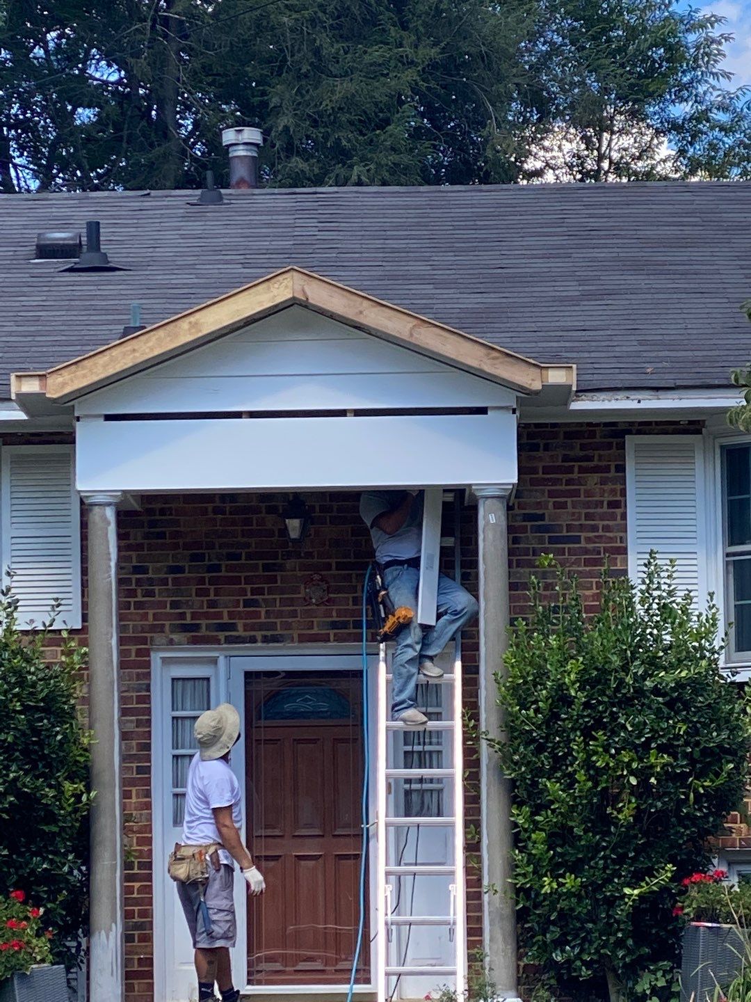 porch  using Brick pavers, porch columms , rooff update   by Jesus Master Handyman LLC 