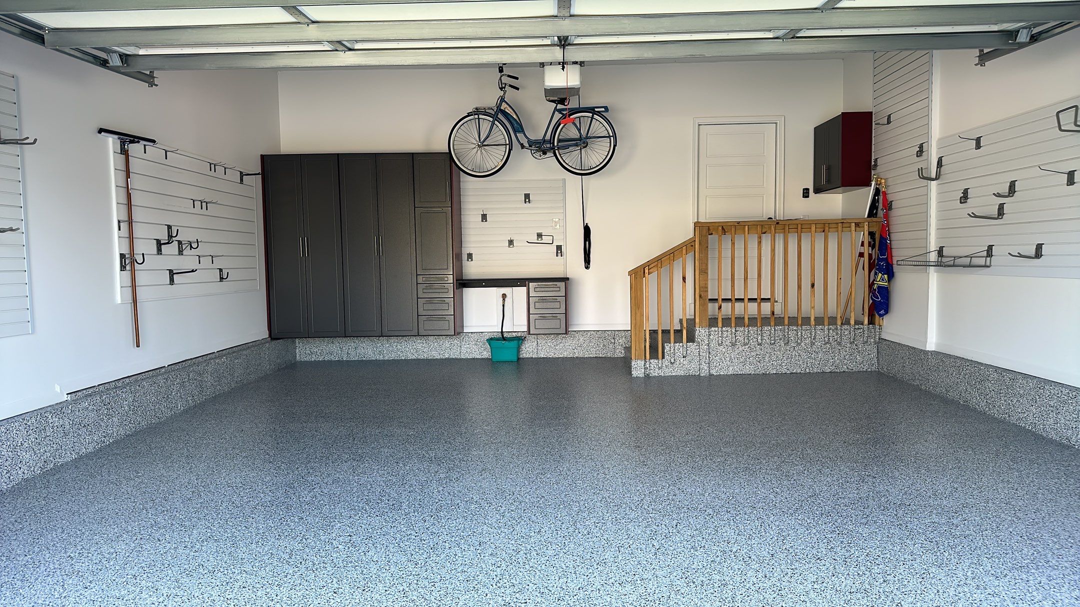 Sandy S. transformed her garage with a Banner Garage Floor and a cabinets by Banner Garage