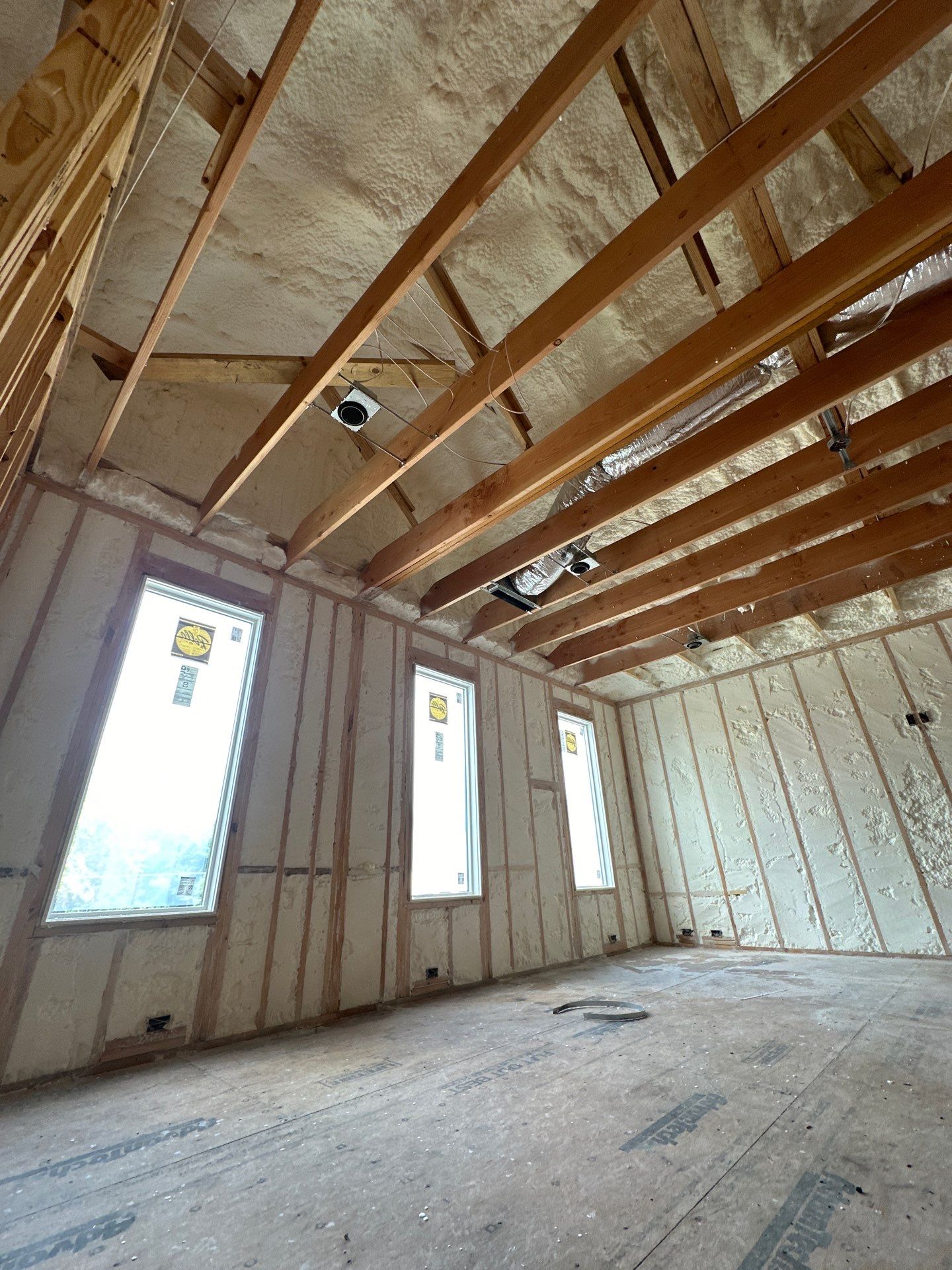 Open cell spray foam job completed at this beautiful custom home in Dallas TX by Apex Insulation Solutions