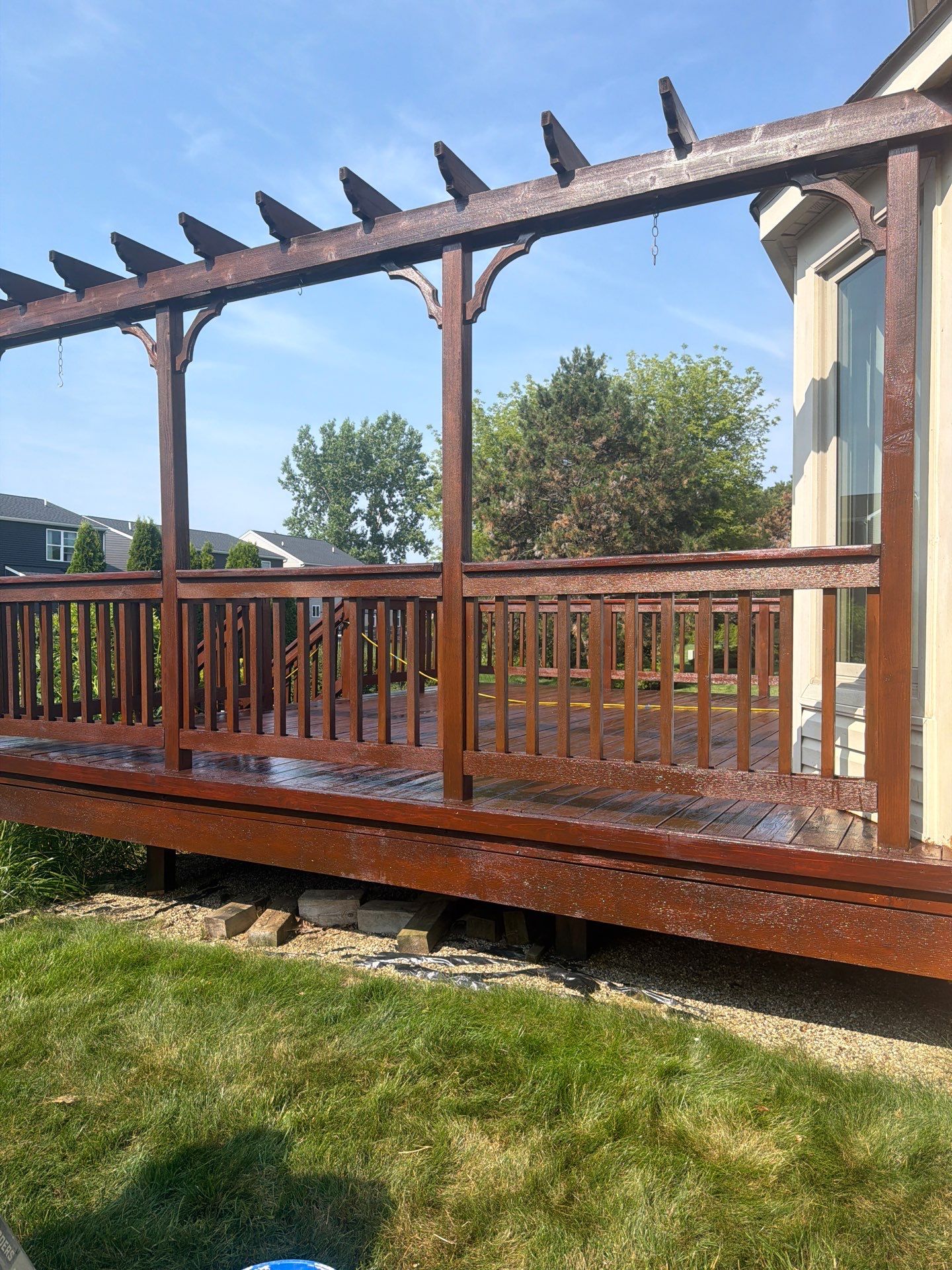 Custom Deck and Pergola Staining in New Baltimore by Top Shelf Painter