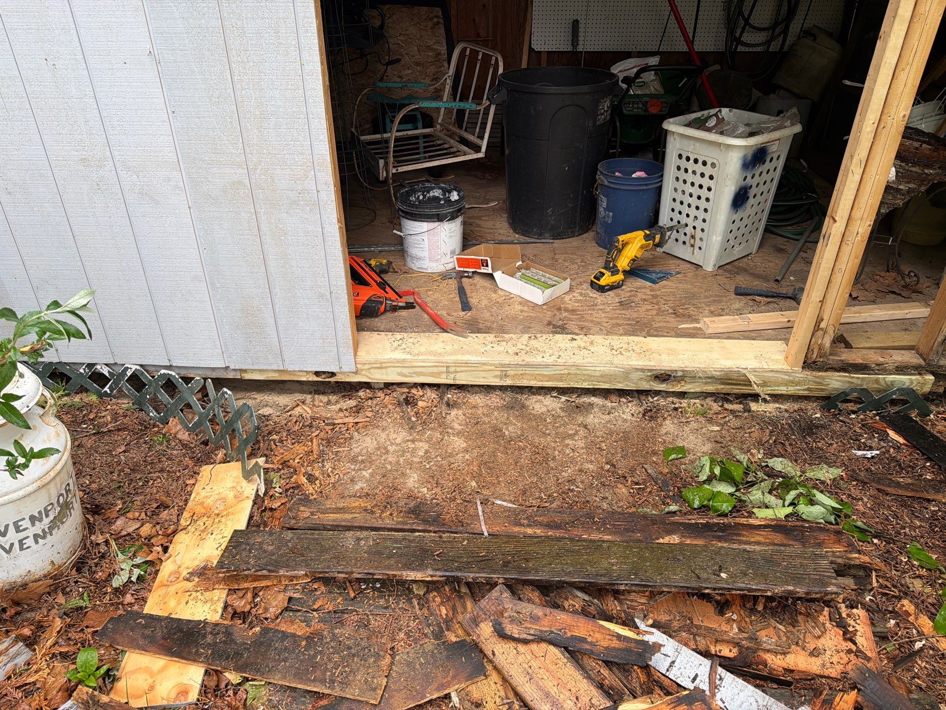 Shed Restoration with New Siding, Door Rebuild & Ramp Installation by Laser Focused Solutions LLC