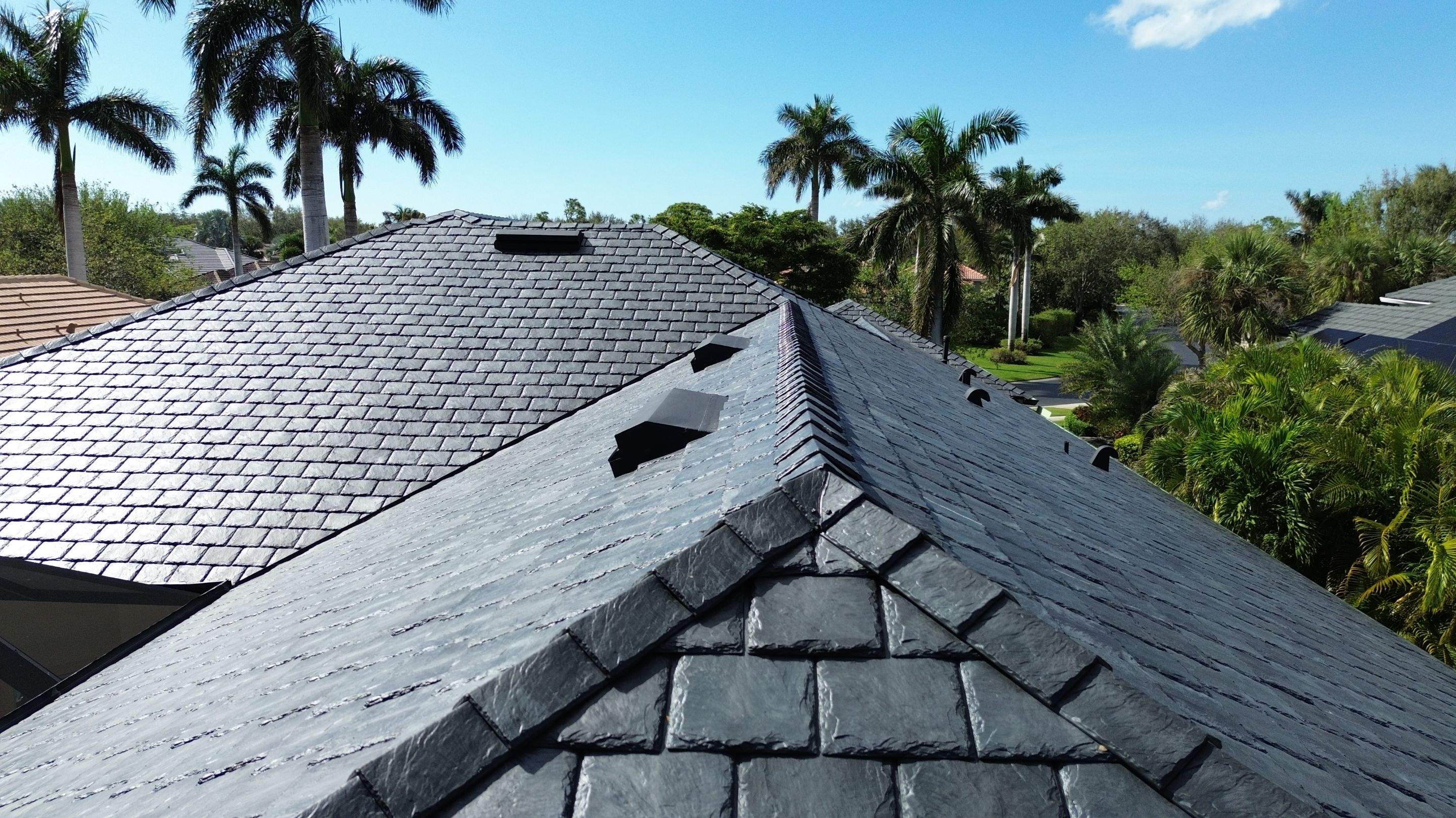 Residential Roofing Installation using Brava Slate Tile in Estero, Florida by International Roofing