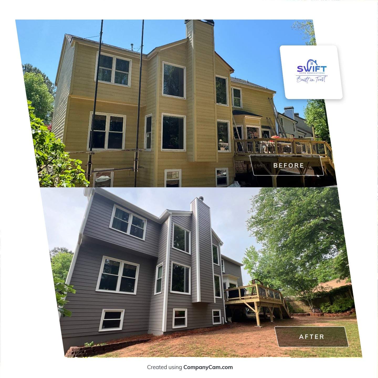 Full Exterior Siding Replacement and Custom Deck in Johns Creek by Swift Home Renovations 