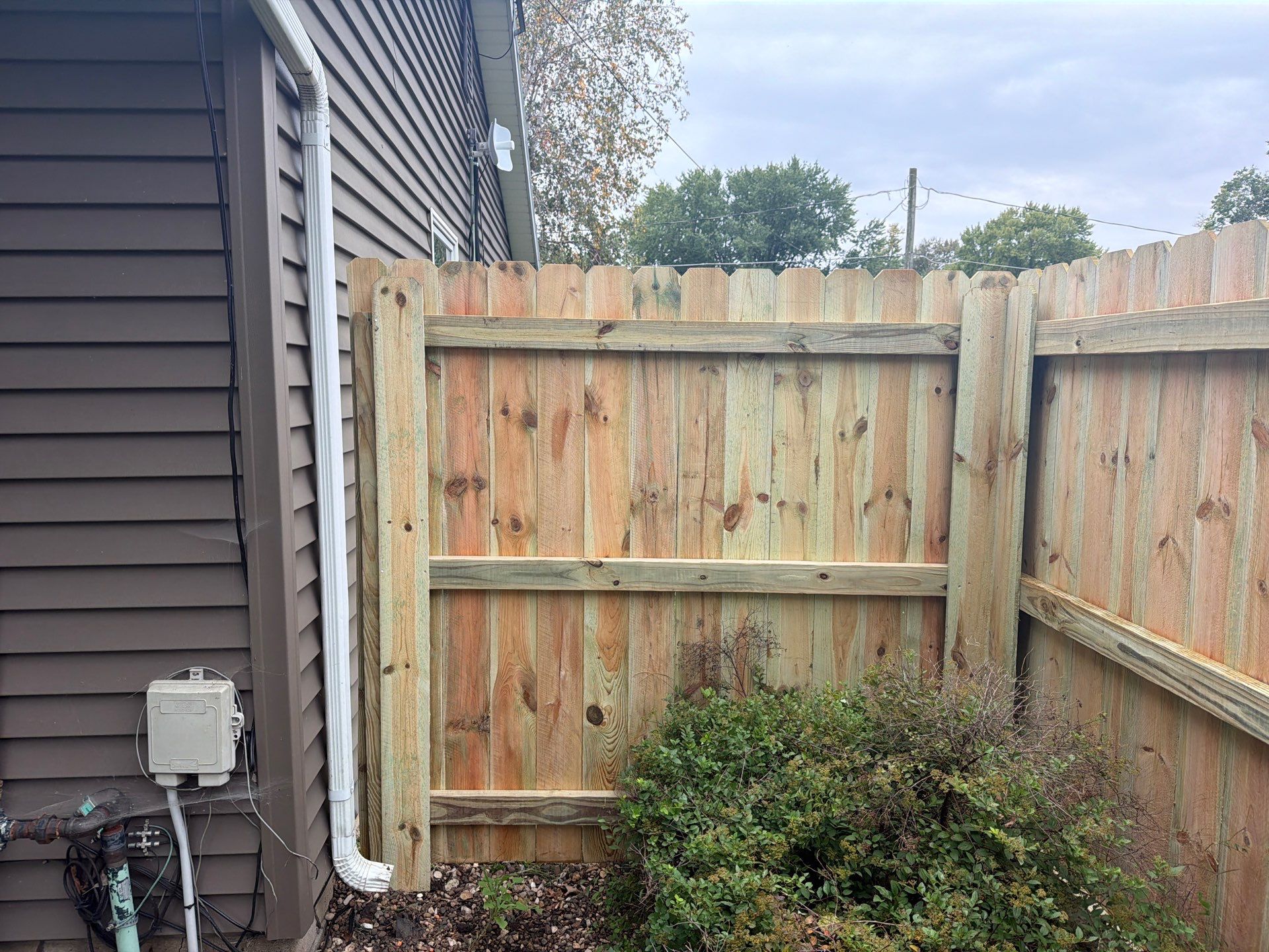 Custom Wood Privacy and Black Chain Link Fence in Hudson by Perfect Picket Fence and Stain