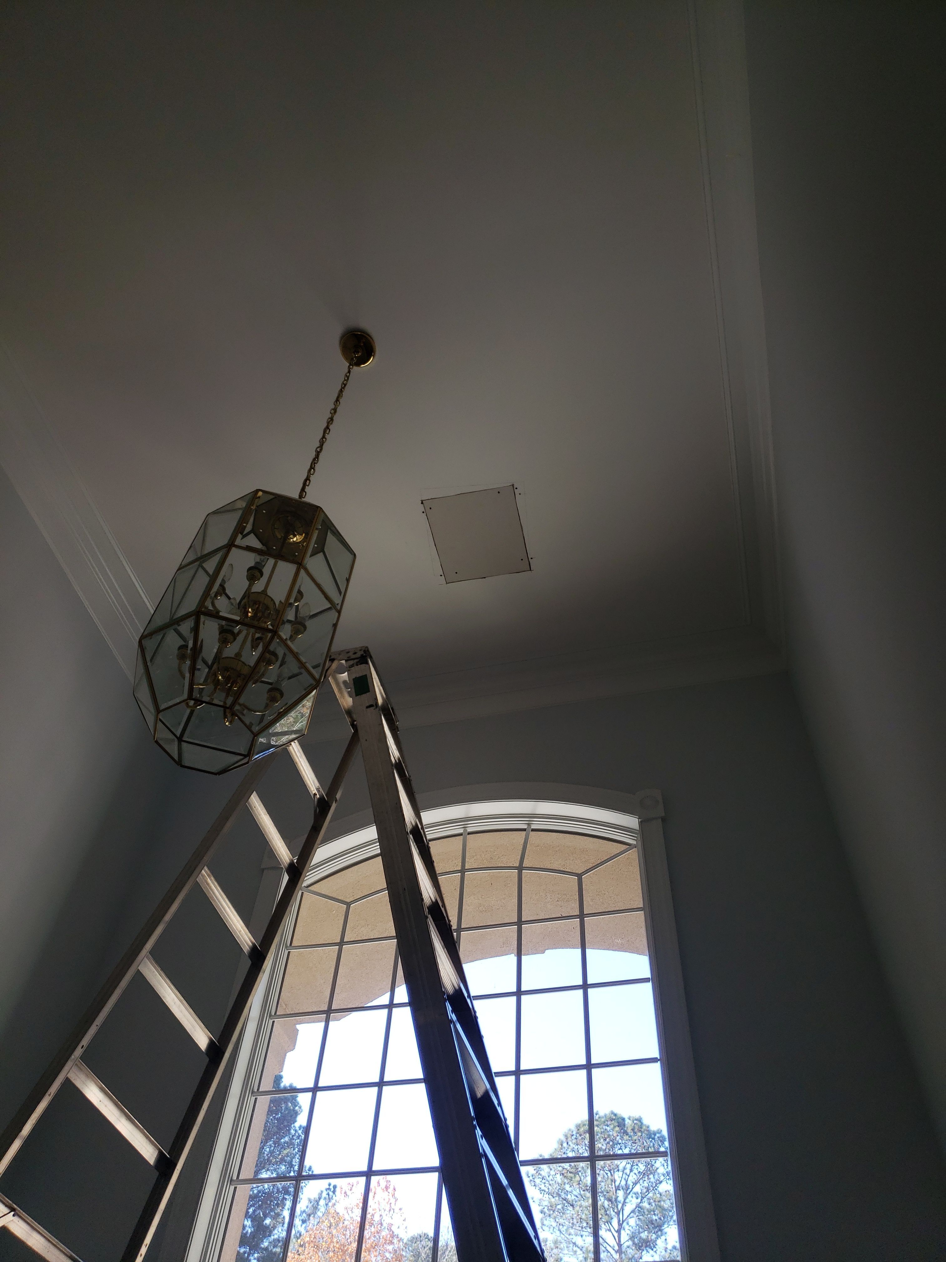 Seamless Drywall Patch & Chandelier Upgrade! ✨ by A Step Above Handy LLC 