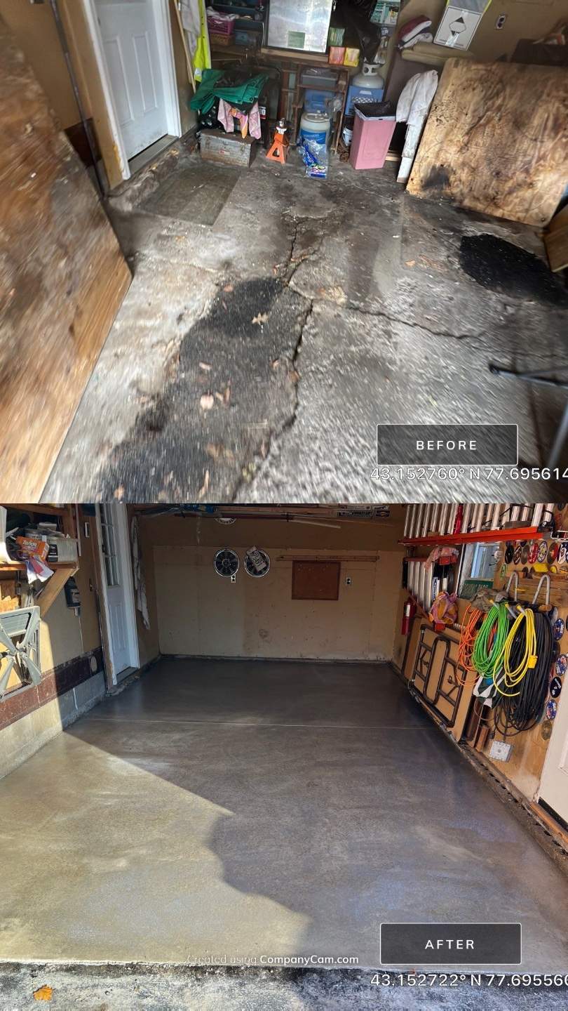 Concrete garage floor replacement   by NG Masonry & Construction LLC